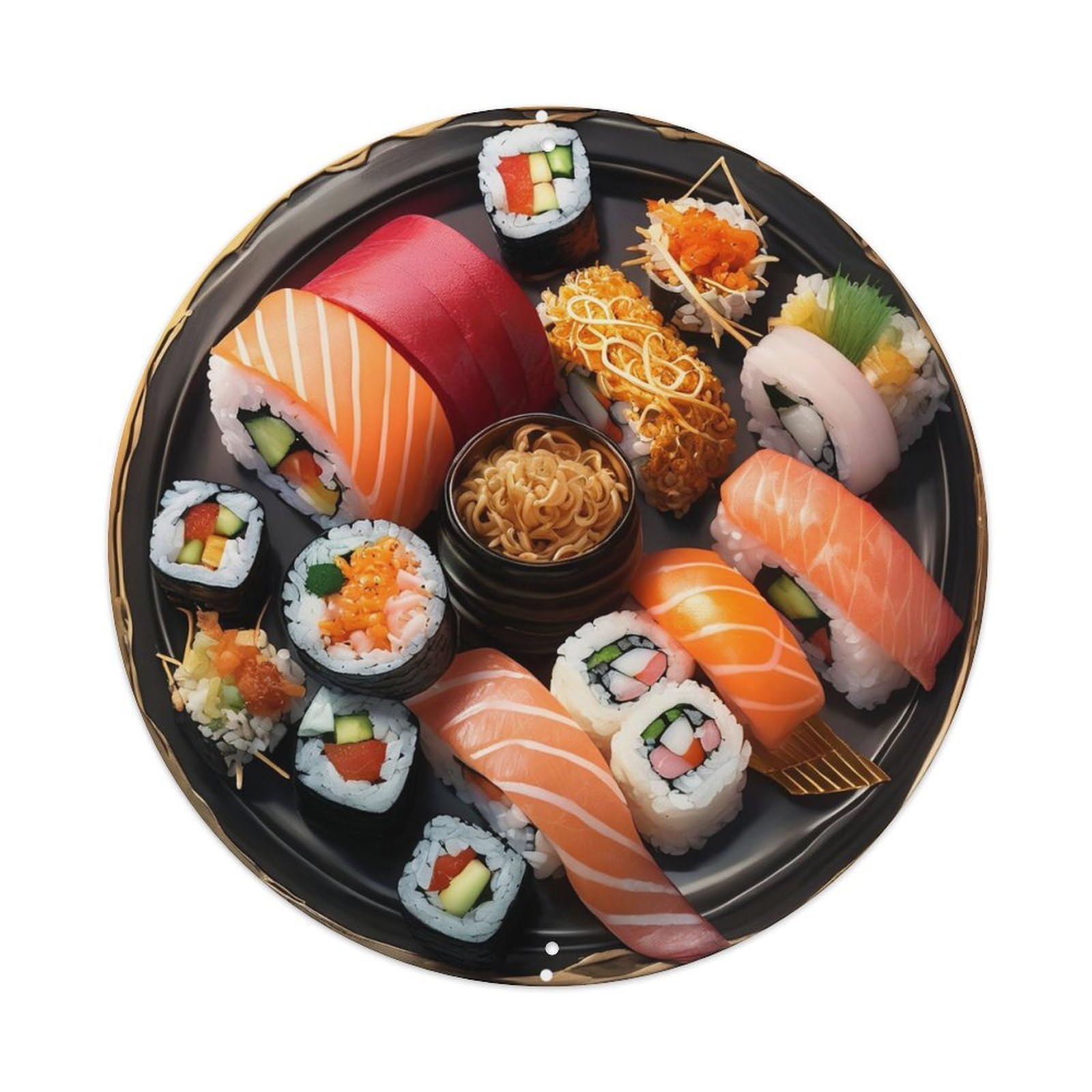 Assorted Sushi Platter Pattern Print Metal Tin Sign Plaque