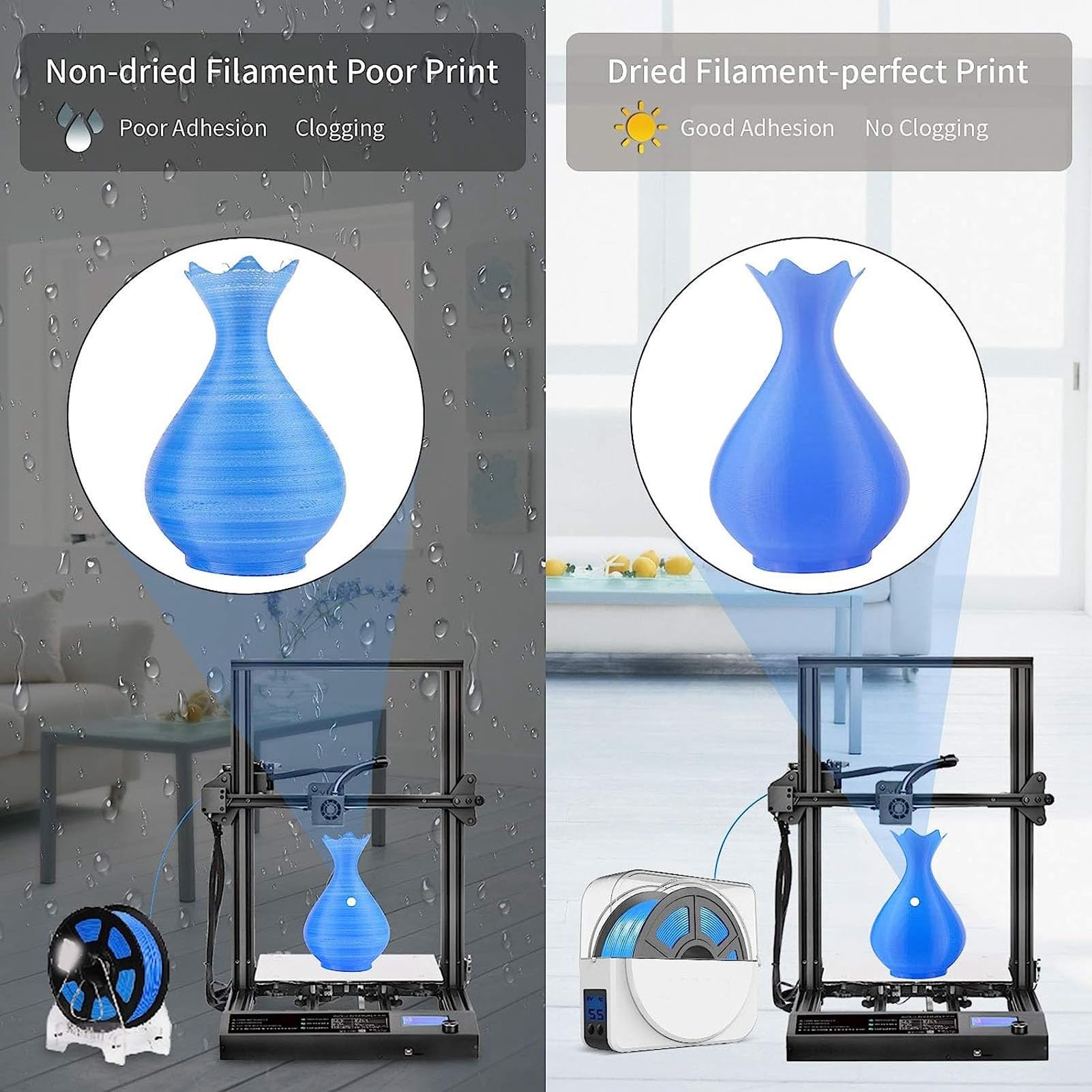 1.75 mm dos colores de seda filamento dorado azul 3d impresión consumible 30 45 mm/s velocidad para diseños exquisitos