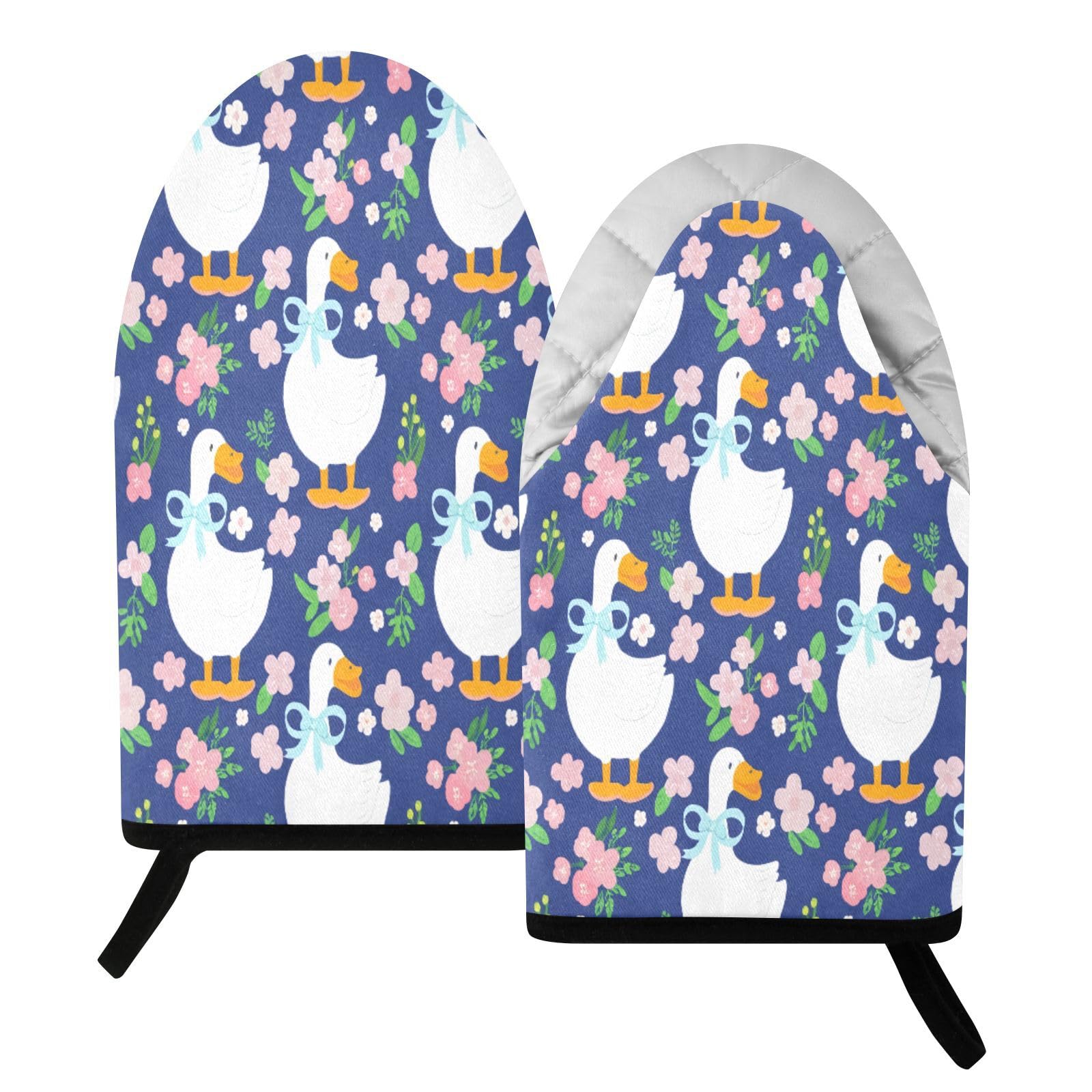 BURSTDDY Cartoon Goose (2) Oven Mitt,Heat Resistant Kitchen Mitts for Cooking