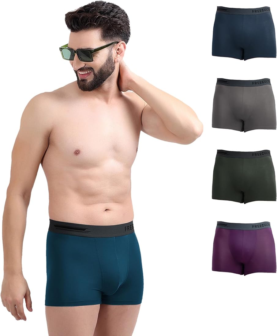 Freecultr Men's Micromodal Airsoft Trunks  Anti-Bacterial, Sweat-Proof, Ultra-Soft, No Itch, No Chafing, Breathable Comfort Men's Underwear Combo Pack...