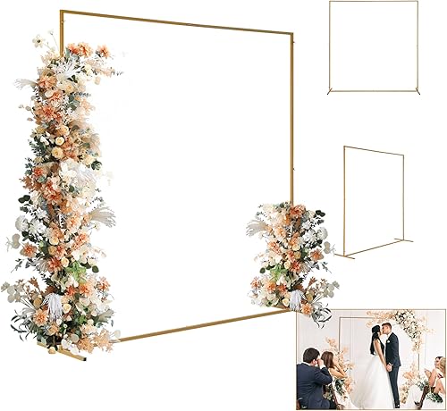 Miniatura 8 de Outvita Juego de 3 arcos de boda, soporte de fondo de metal, marco de arco de globo de boda, soporte de soporte para ceremonia, interior y exterior,