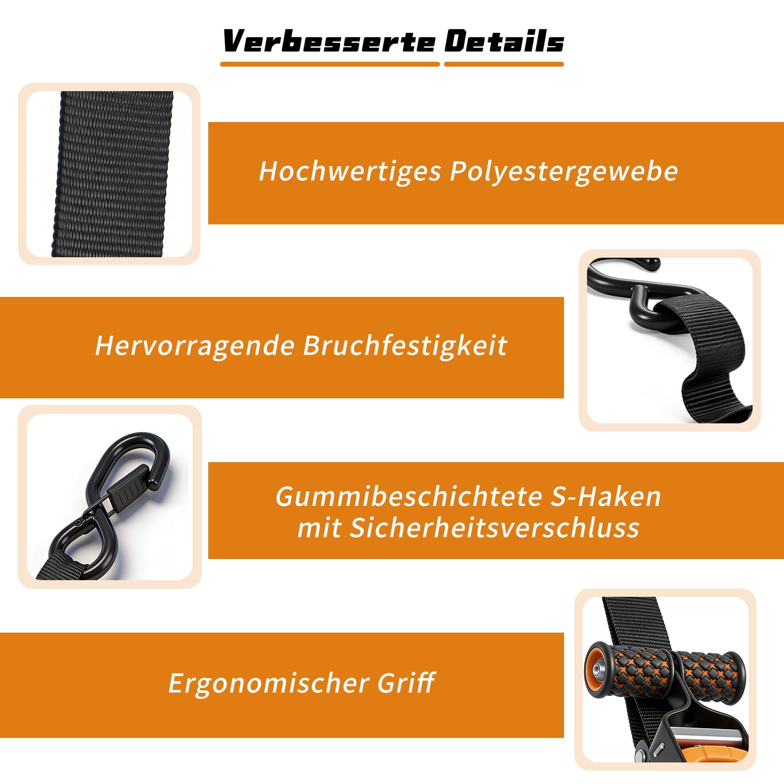 STARLEAPARTS 4 Stück Automatik Spanngurt mit S Haken