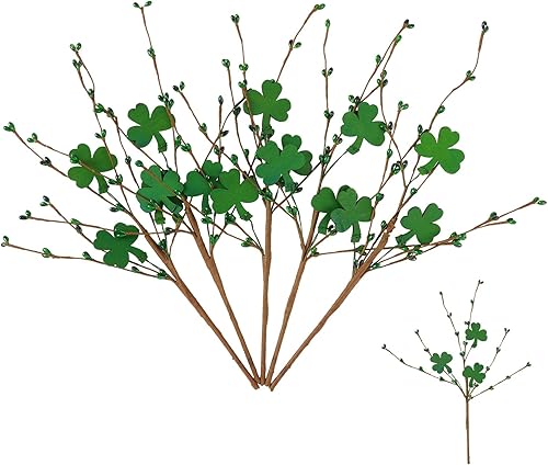 ECcandiedhaws 1 paquete de adornos para el día de San Patricio, esquejes de trébol verde irlandés, decoración del hogar