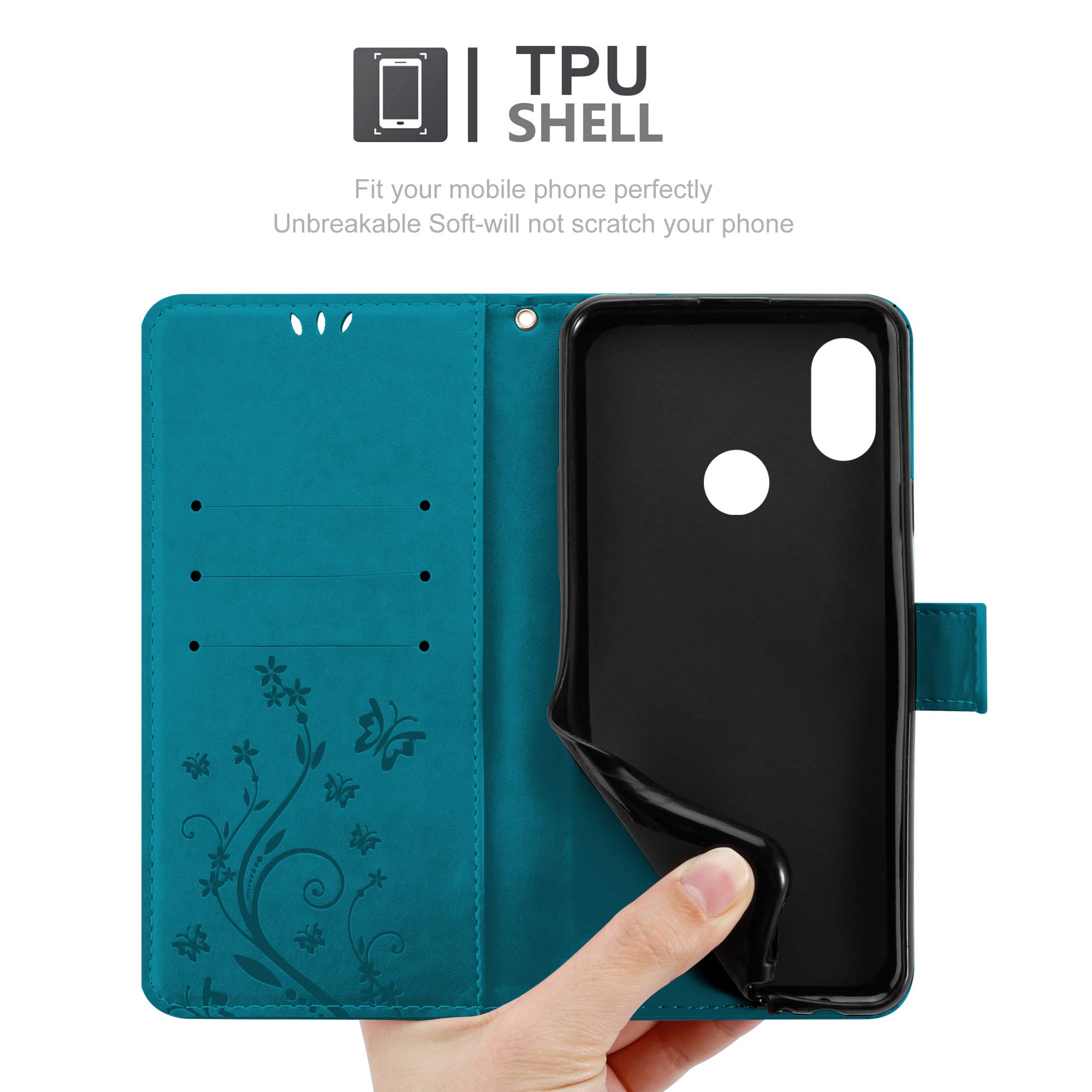 Cadorabo Custodia Libro per Xiaomi Redmi K20 in TURCHESE FIORE – in Design di Fiore con Chiusura