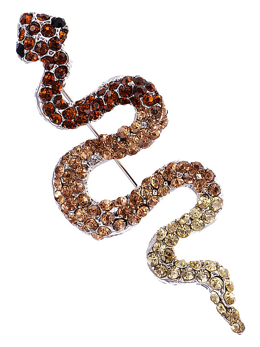 Alilang Womens Silver Tone Ombre Topaz Colored Rhinestone Slithering Jungle Snake Animal Brooch Pin