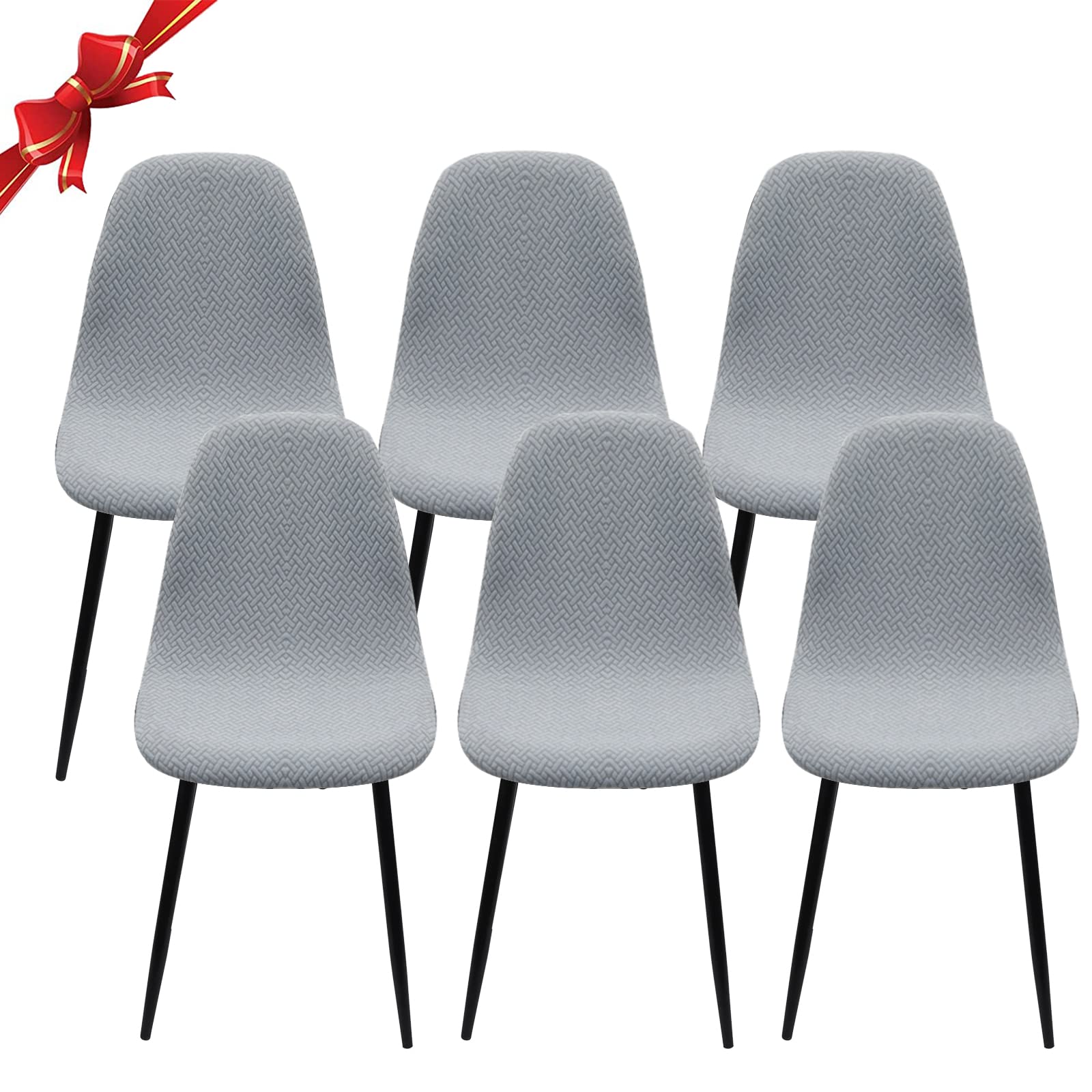 Jaotto Coprisedia Elasticizzati con Schienale 6 Pezzi,Fodere Coprisedia con Schienale Tondo Sala da Pranzo Jacquard Diagonale,Coprisedia Ufficio Universali Lavabili,Vestisedia per Casa Cucina,