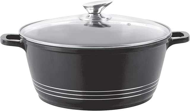 Durane Die-Cast Stockpot with Lid (Black, 30)