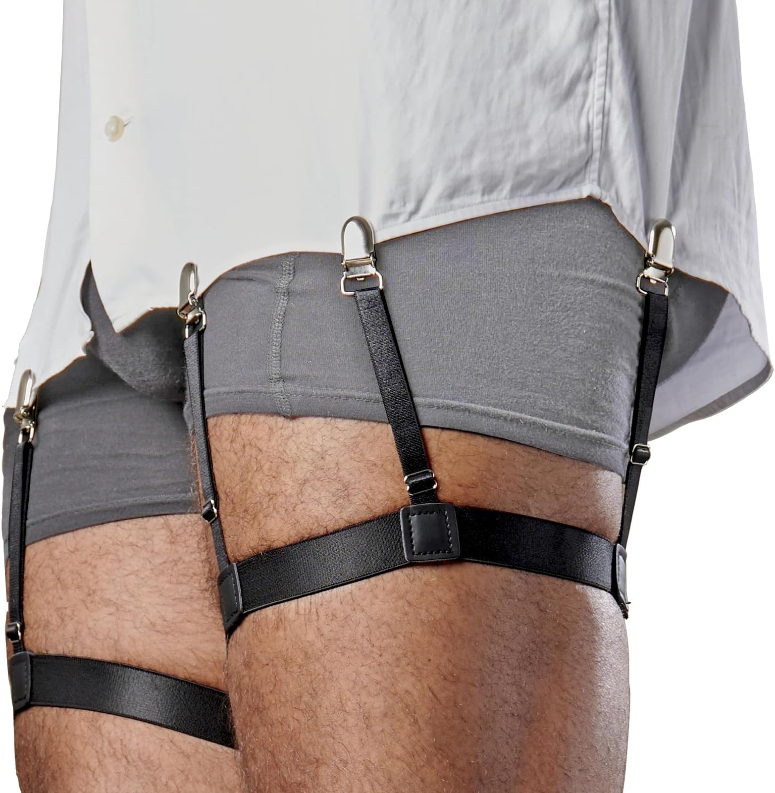 Mens Shirt Stays Adjustable Elastic Shirts Tucker Shirt Garter for Men Police Keep Shirt Tucked