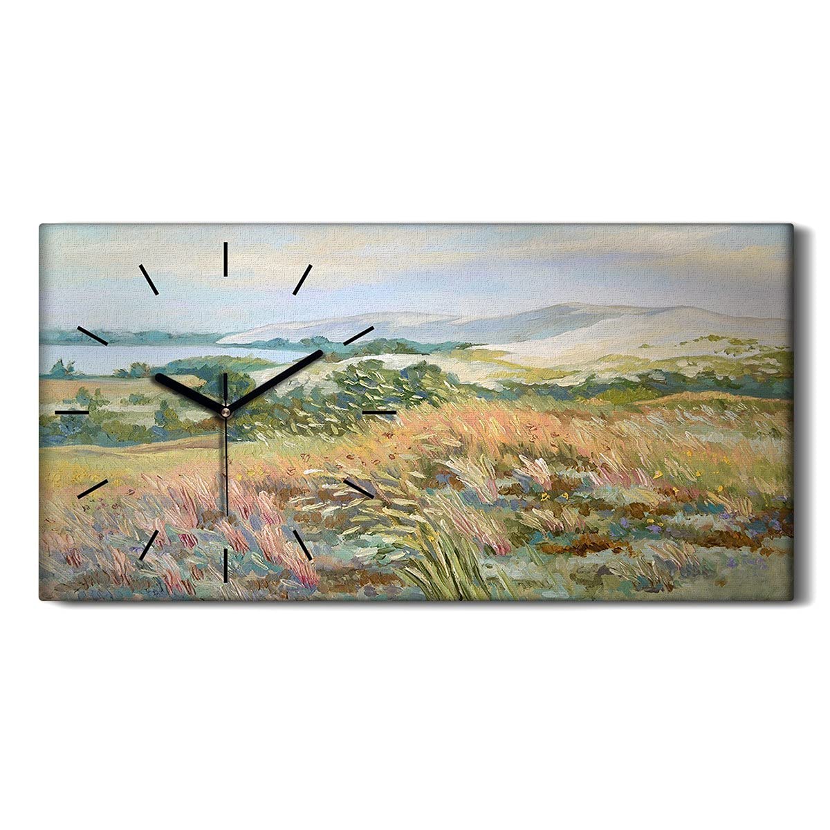 Horloge sur toile paysage meadows pour décoration salon et chambre