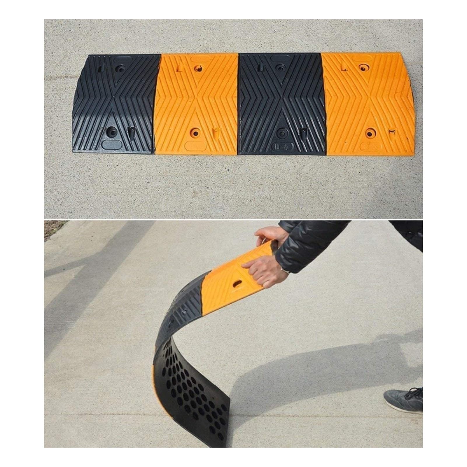 Ralentisseurs, Kit De Ralentisseurs en Caoutchouc Noir/Jaune, Adaptés Aux Rampes De Véhicules, Garages, Rampes De Voiture, Ralentisseurs Scolaires (Size : 100x35x5CM)