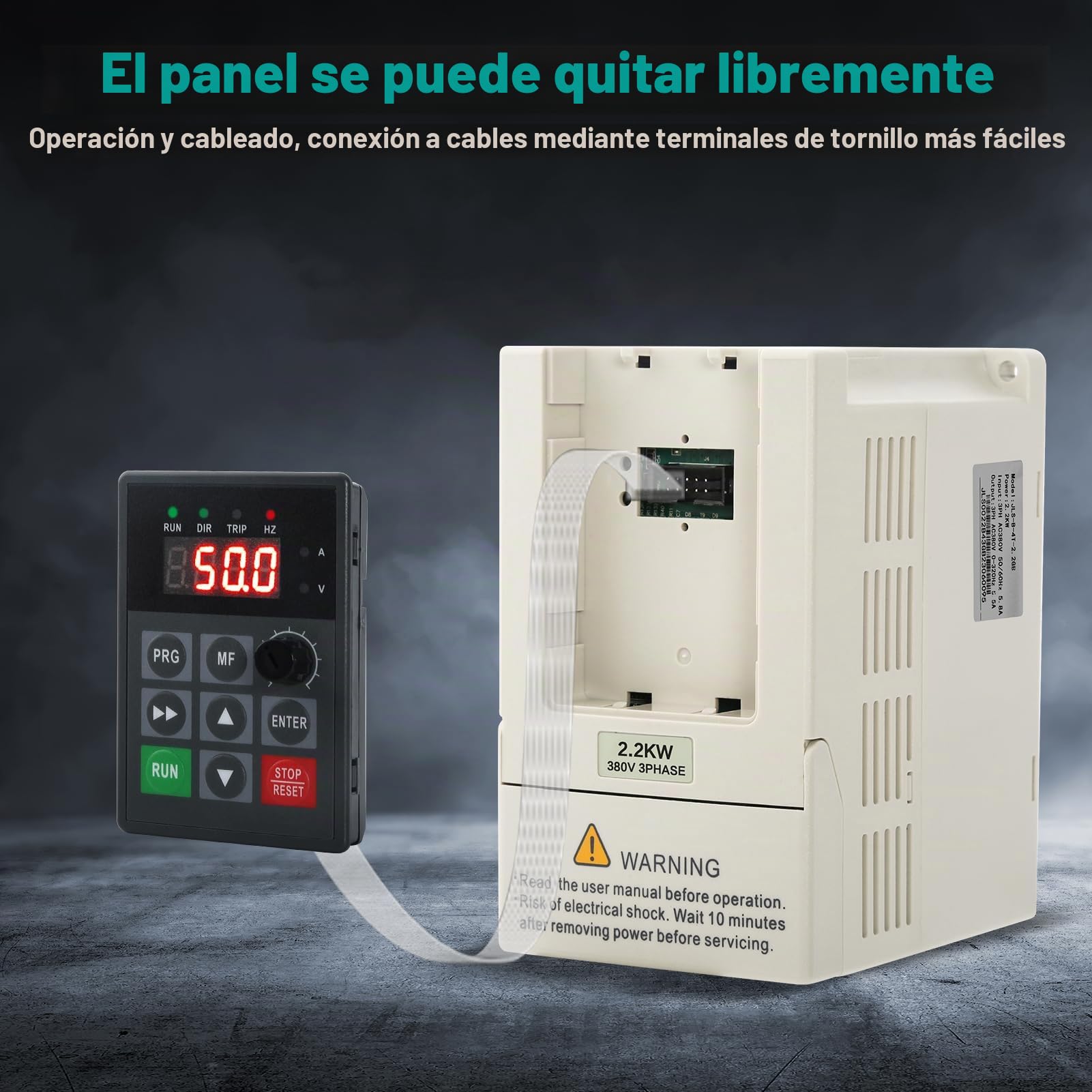 Jadeshay Variador de Frecuencia 2.2kW VFD Trifásico 380V Convertidor de Frecuencia Ajustable para Maquinaria Industrial Control de Velocidad para Motor de Husillo CNC
