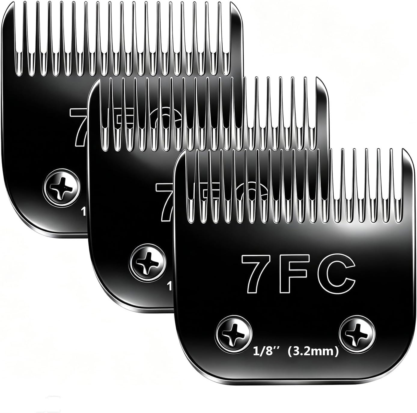 AUDOC 7F Blades Dog Grooming Blades Compatible with Andis/Oster A5/Wahl KM-10 Series Dog Clippers,Detachable Clipper Replacement Blade,Black (7FC/3PCS)