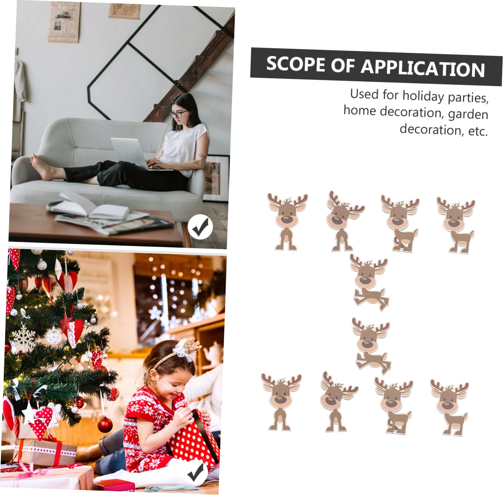 Zerodeko 7 Sätze Elch Charme Weihnachtsanhänger Weihnachtsdekoration Weihnachtsbaum Zum Aufhängen Tannenbaum Aufhänger Weihnachtliche Hängende Dekore Elch Anhänger Holz 10 Stück * 7