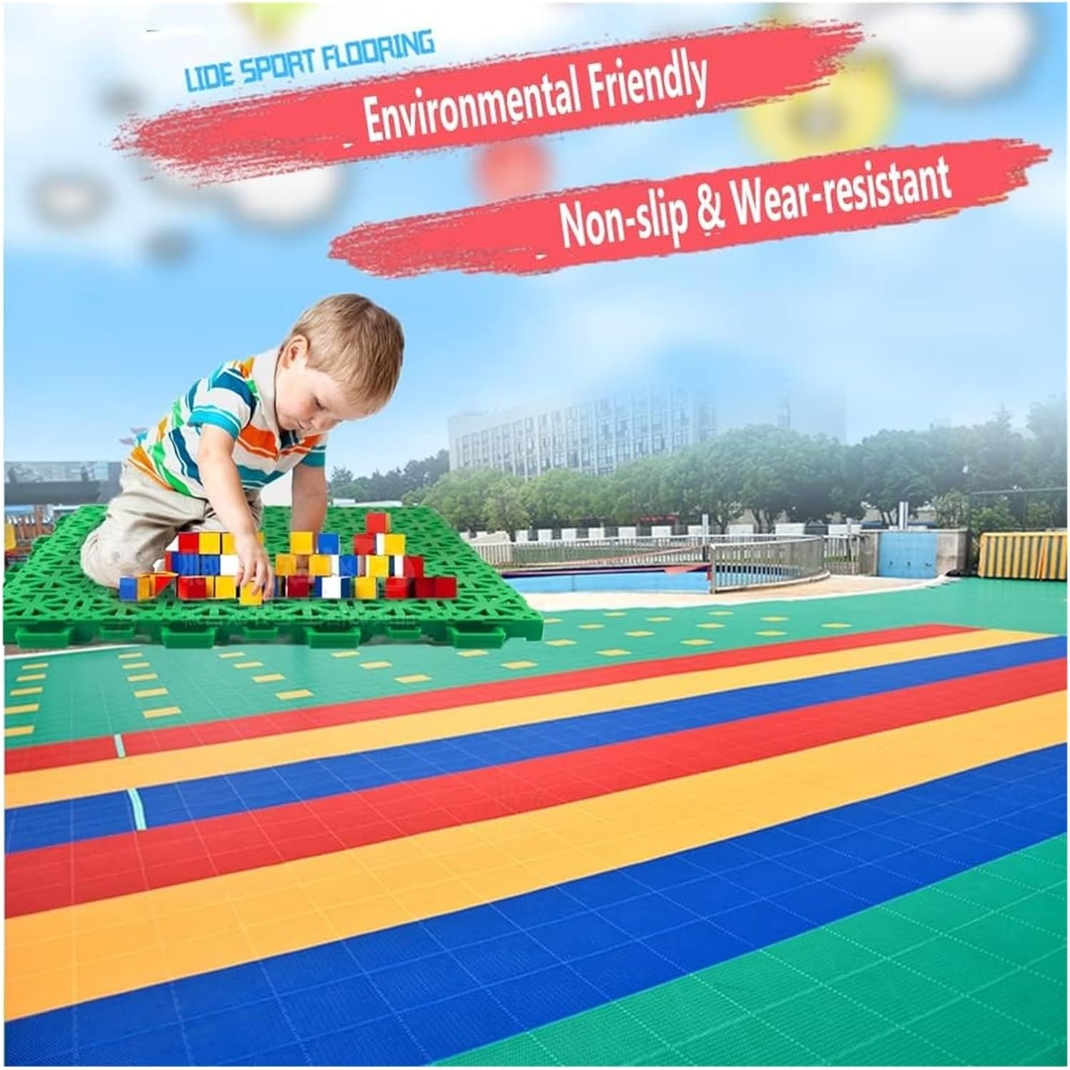 Outdoor Modular Interlocking Flooring, Modular Interlocking for Kindergarten, DIY Plastic Splicing Sports Floor mats for Indoor and Outdoor Sports venues, 9 Colors,Grey 1-16PCS