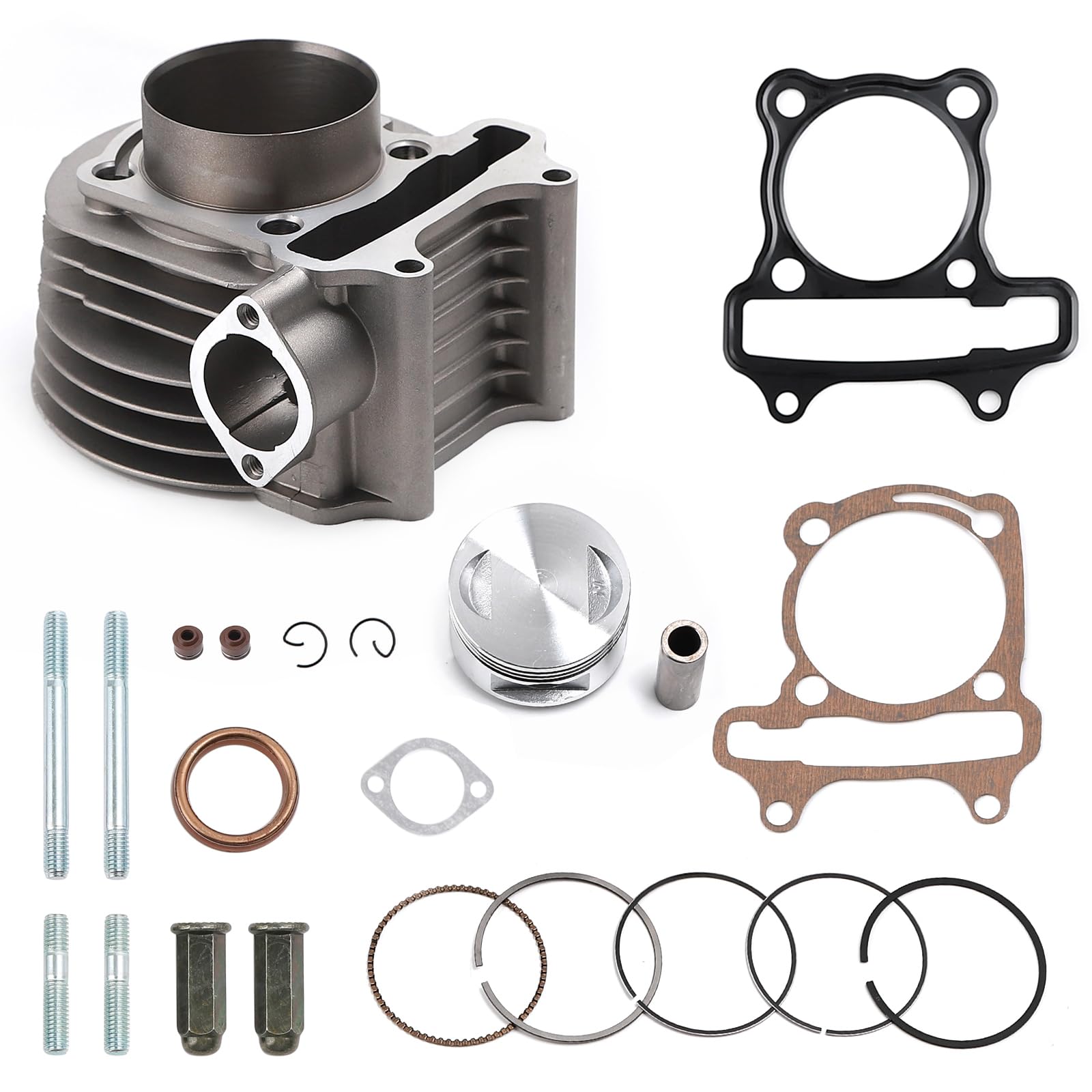 Minho Cylinder Top End Rebuild Kit with Piston Ring Gasket for Chinese GY6 150cc 200CC 152QMI 157QMJ Engine,High Performance GY6 58.5MM