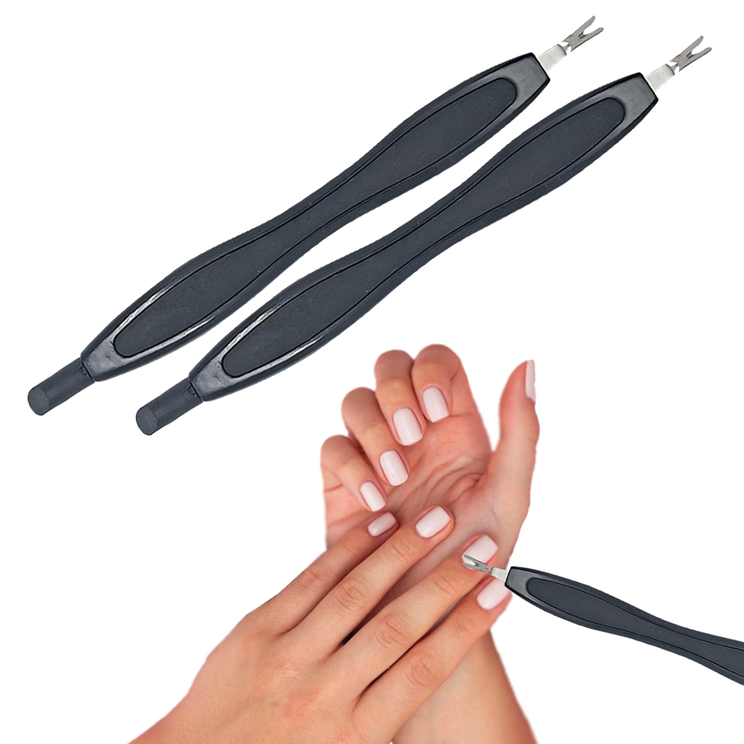 TEMPERIA (2pcs) Nail Cuticle Cutter and Pusher - Cuticle Nipper for Pedicure & Manicure - Dead Skin Remover fork, Nail Cleaner for Women & Men - Cuticle Nails Trimmer - Random Colour (E465)