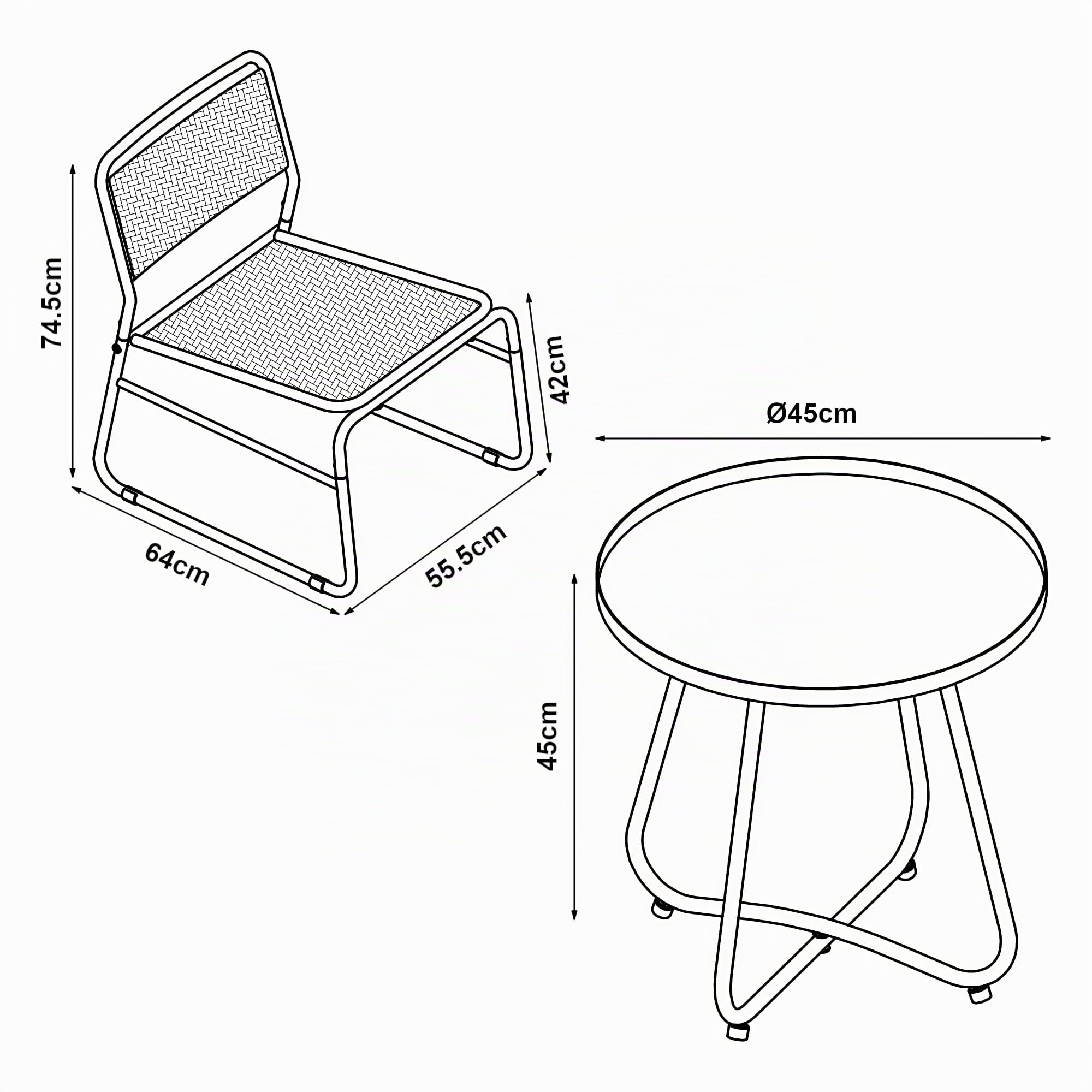 casa.pro Set da Bistrot Tavolino e 2 Sedie da Esterno Arredo Bistrò Set Mobili da Patio Balcone Terrazza Set da Caffè all'Aperto - Polyrattan Verde