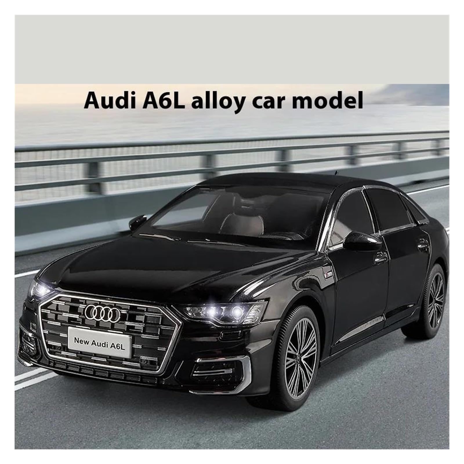 1:18 Per Audi A6 L Pressofuso Lega Auto Giocattolo Collezione Luci Suoni Porte Dell'auto Possono Essere Aperte Set Giochi Modello Auto per Hobby(Blu)