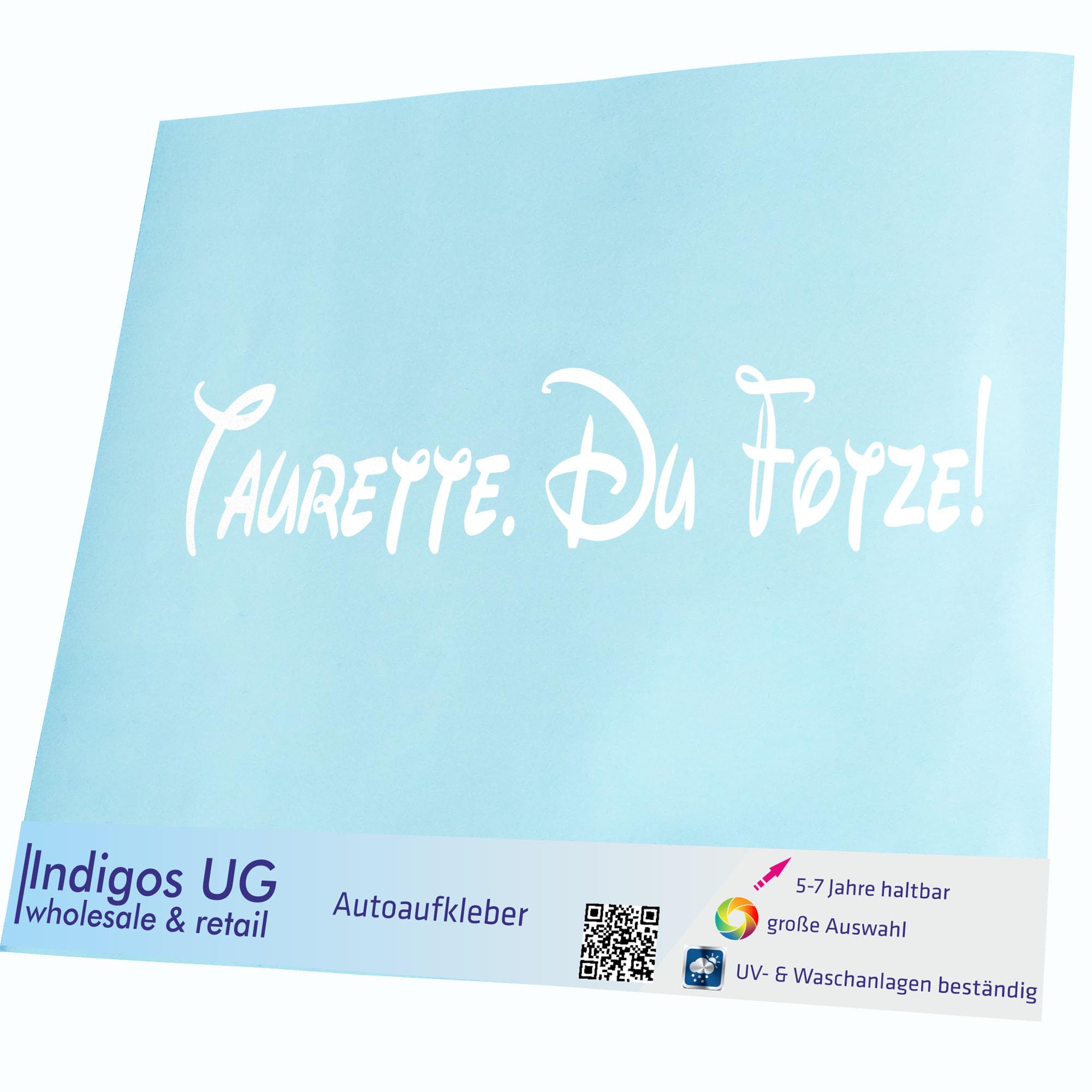 Adesivo Per Auto - Tourette Du Fotze! - 210x100 Mm, Bianco, In Pellicola Resistente UV E Autolavaggio, Per Superfici Lisce
