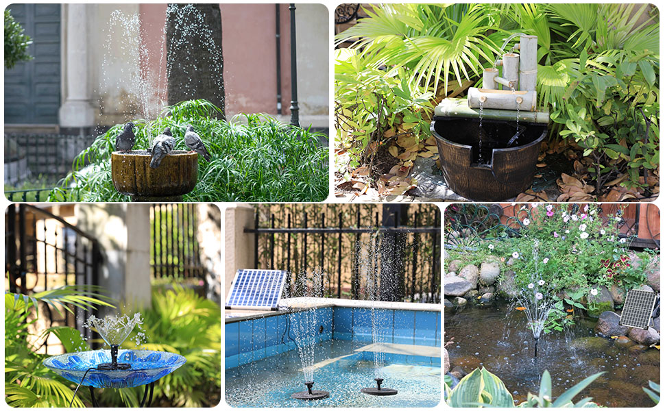 Fontana Solare AISITIN 4W - Con Batteria 1500mAh, Ugello A Fiore, Per Giardino