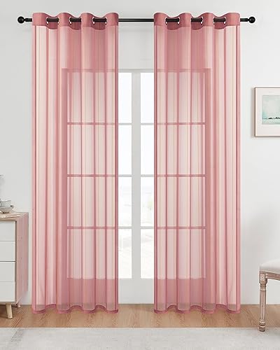Cortinas transparentes a rayas de 84 pulgadas de largo, 2 paneles con ojales, cortinas semitransparentes para sala de estar, dormitorio, juego de 2 Cortinas transparentes a rayas de 84 pulgadas de largo, 2 paneles con ojales, cortinas semitransparentes para sala de estar, dormitorio, juego de 2