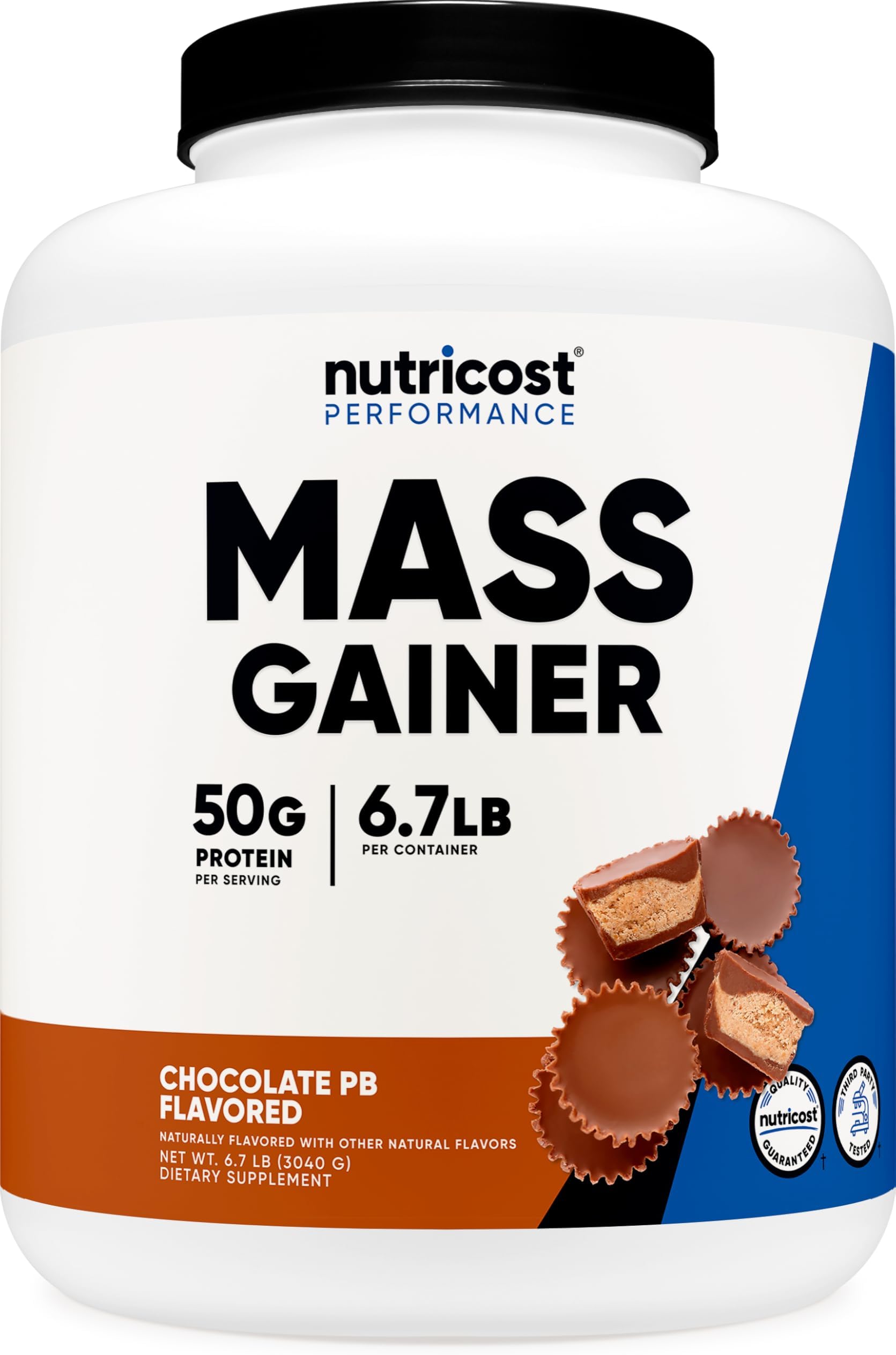 Nutricost Mass Gainer (Chocolate Peanut Butter Flavor, 6.7 LBS) 50 Grams of Protein Per Serving - Non-GMO