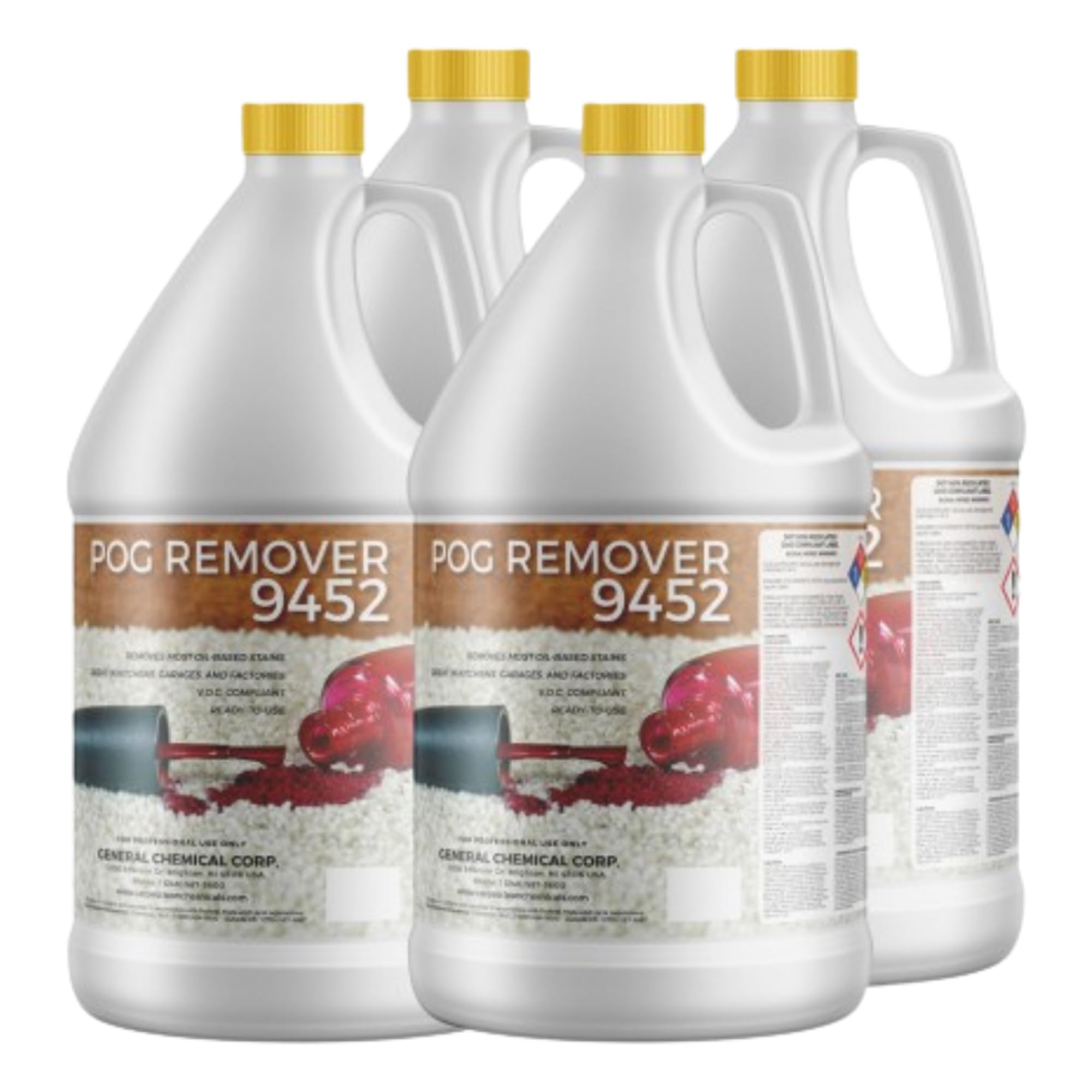 CarpetGeneral POG Remover 9452 - Paint, Oil & Grease Heavy Duty Remover & Cleaner - Residential, Industrial & Commercial - Case of Four Gallon Jugs