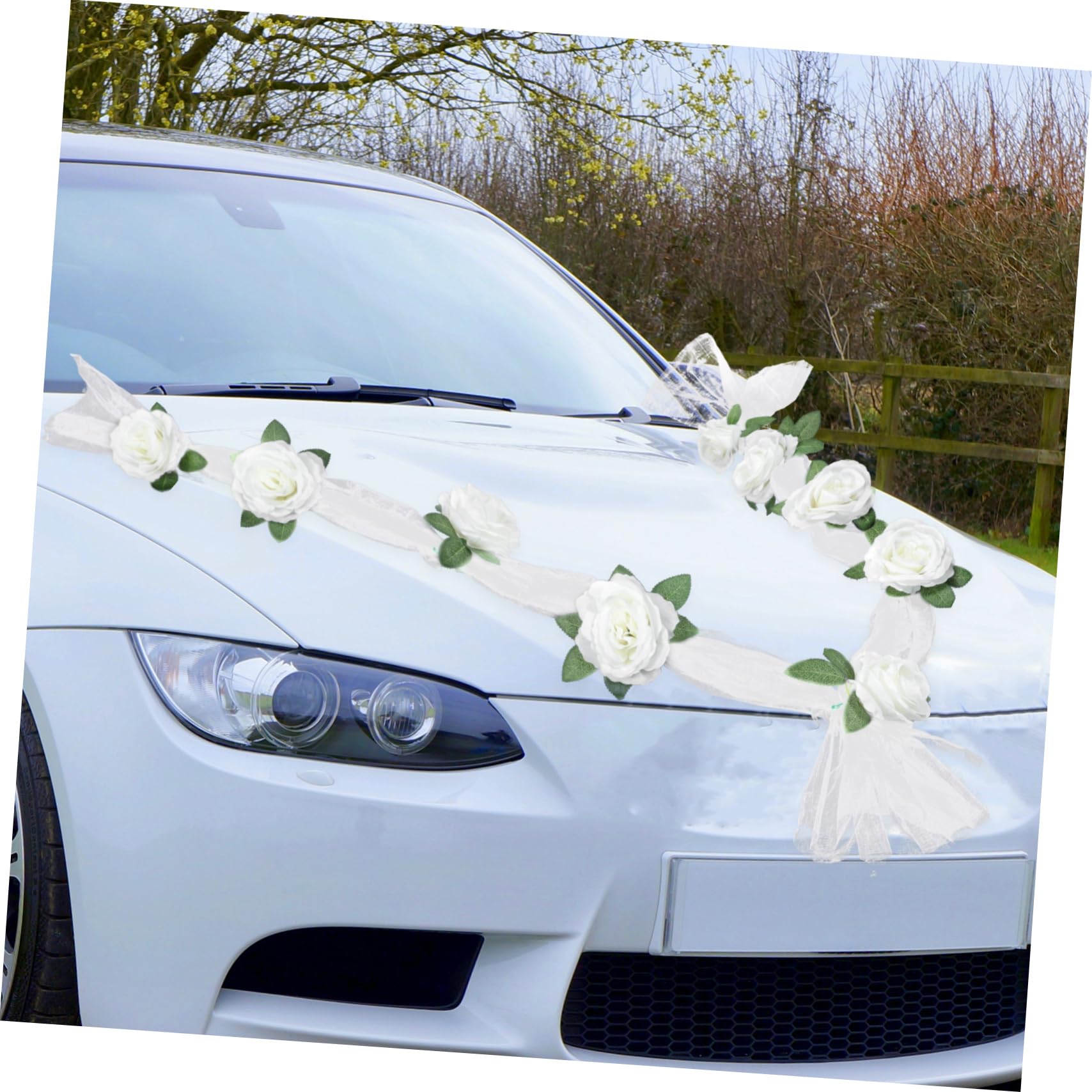 Zerodeko 2 Sets Hochzeit Auto Gürtel Lebensechte Rose Girlande Auto Decor Gefälschte Rose Hochzeit