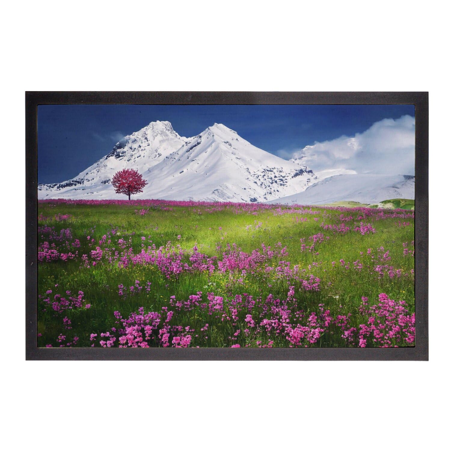 Paillasson magnifique pré fleuri paysage montagne printemps 75x50