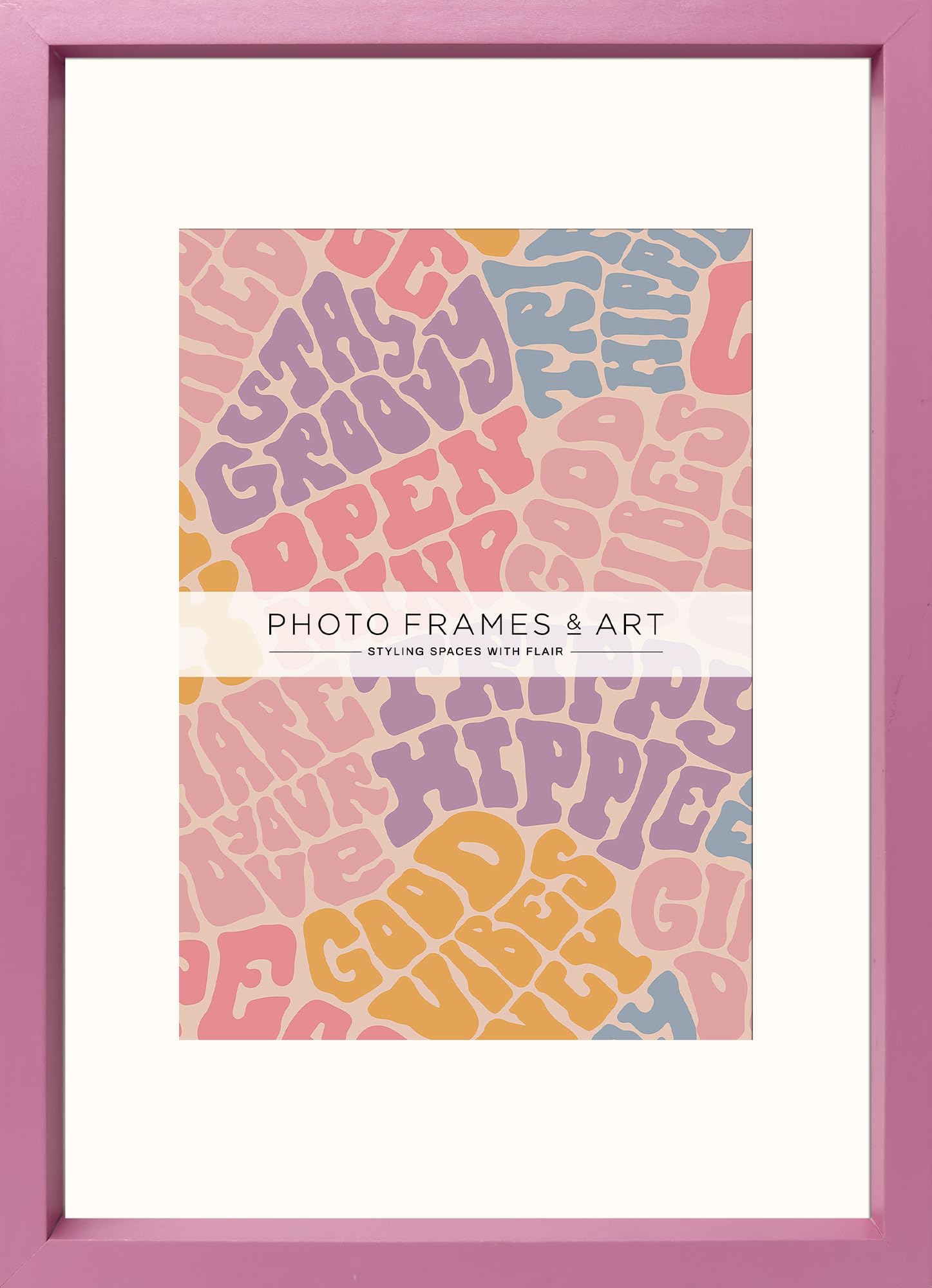 pf+a REAL GLASS Pink Picture Frame For A5 Photo - Pink A4 For A5 Picture Frame - Completely Removable Mount / A5 Frame With Mount