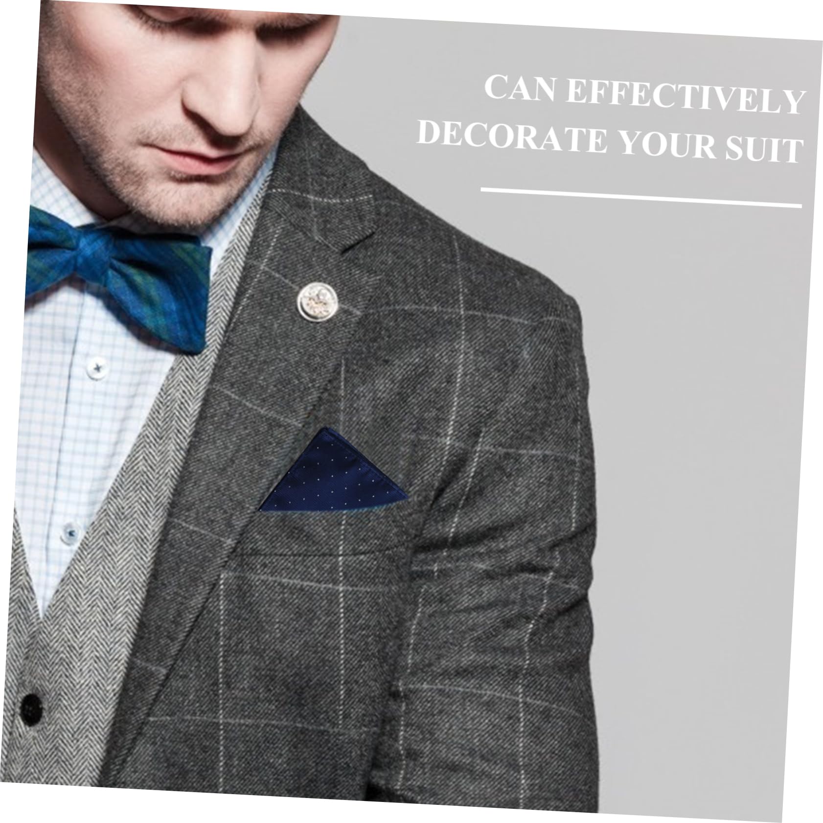 GALPADA 2pcs Men's Pocket Squares Silver-pointed Pocket Stylish Suit Decor for Prom Wedding Business