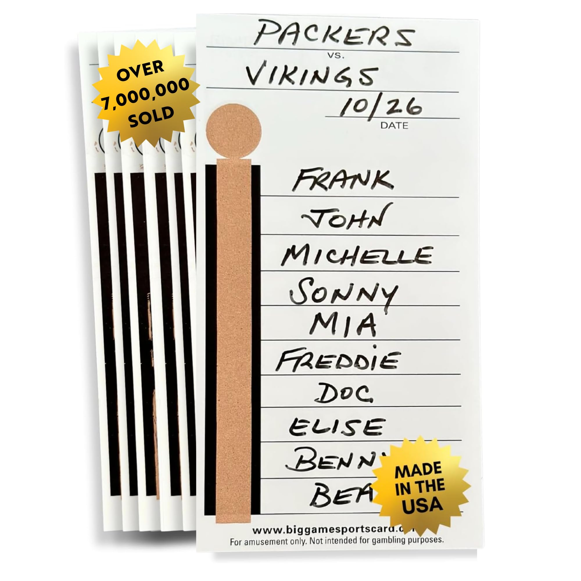 10 Line Football Sports Strip Cards - 100 Cards with Different Number Sequences - Made in The USA - Over 7,000,000 Cards Sold - for Basketball, Baseball, Ice Hockey, Soccer, Volleyball & Rugby Games