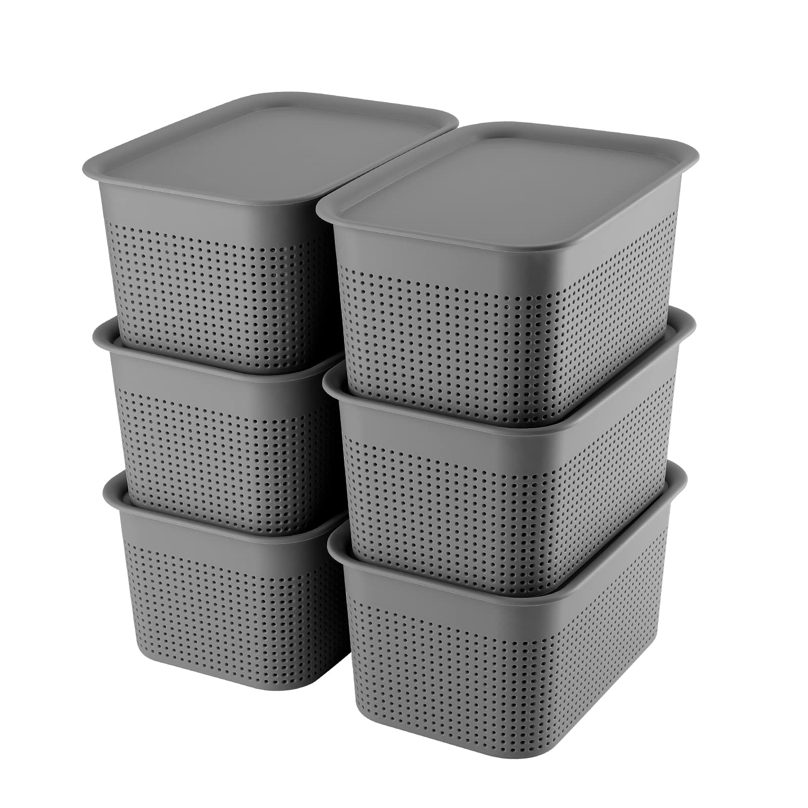 Buy AREYZIN Plastic Storage Baskets With Lids Set Of 6 Lidded Storage 
