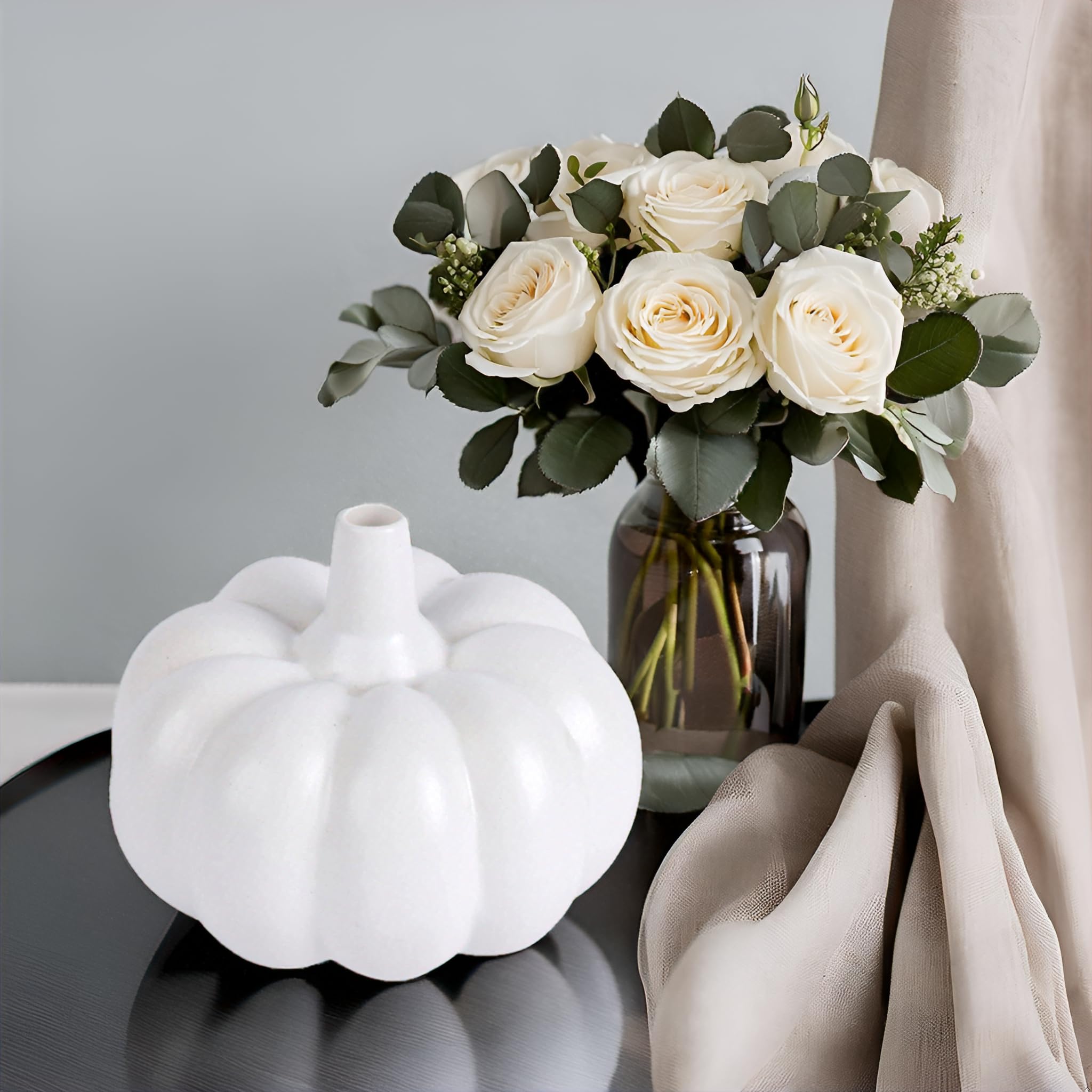 Kraftlik Handicrafts Ceramic Pumpkin Shape Vases | Pumpkin Planter Flower Pot | Bottle Shape with Unique for Home Decor Center Table Bedroom Side Corners Decoration (1)-picture-27
