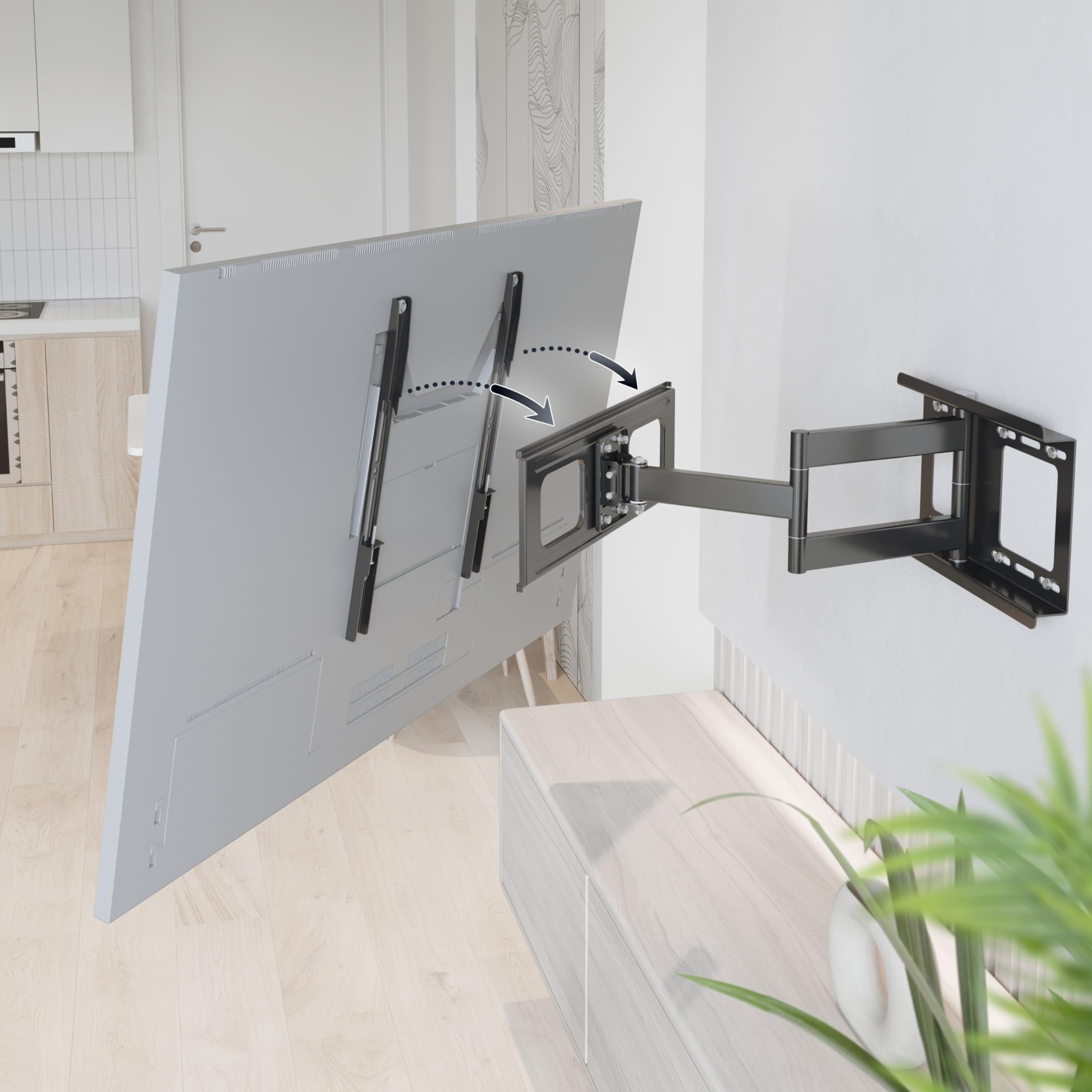 RICOO Soporte TV Pared Giratorio Inclinable Televisión 32-60" (81-152cm) S2544 Brazo Universal Televisor LED LCD Curvo VESA 200x200-400x400