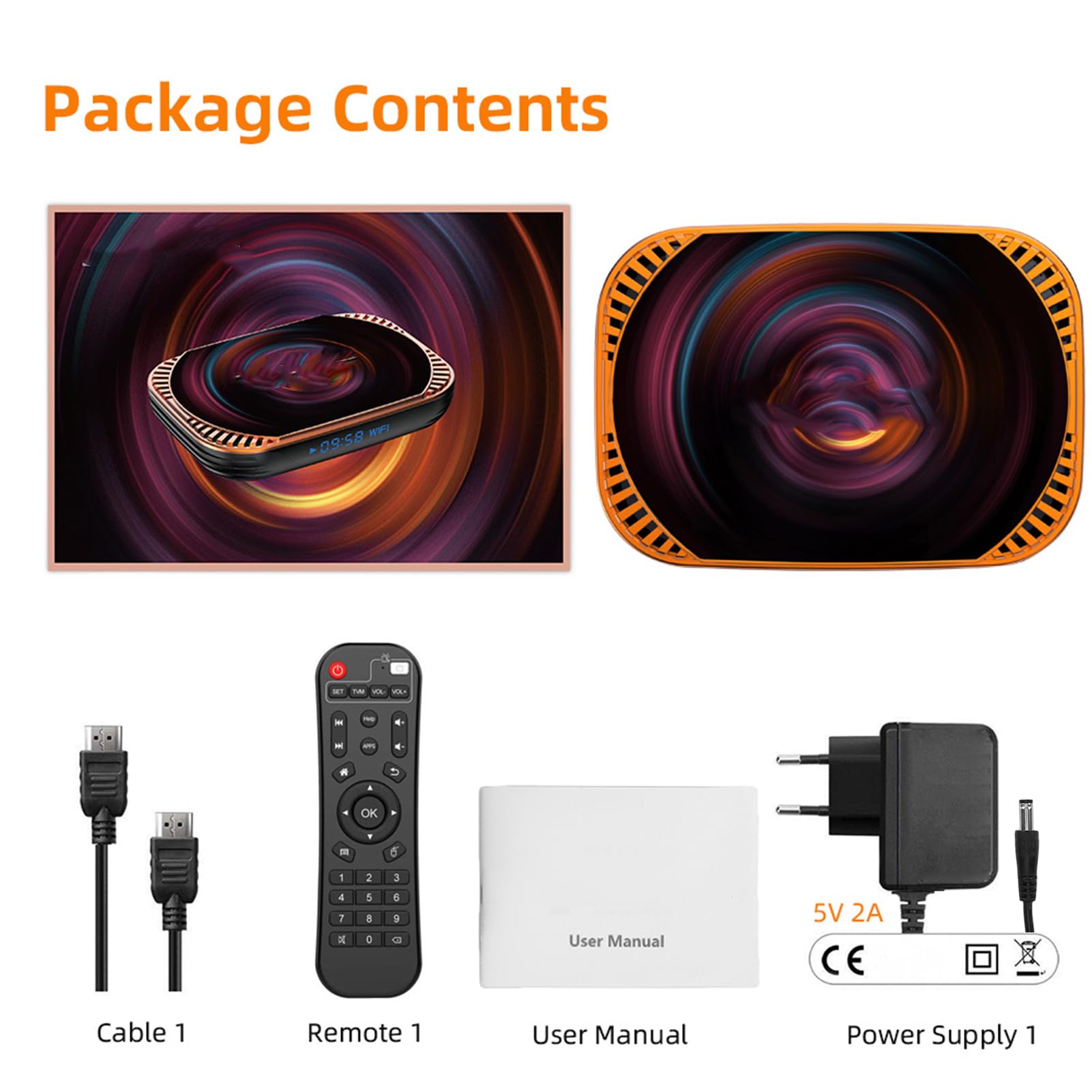 TV Box 8K, S905X4 14, Czterordzeniowy, 4 GB RAM, 32 GB ROM, Box z Wi-Fi 6, Dwuzakresowy 2,4G 5G Gigabit Ethernet, USB 3.0, Wyjście AV do Strumieniowego Przesyłania (4+128G wtyczka UE)