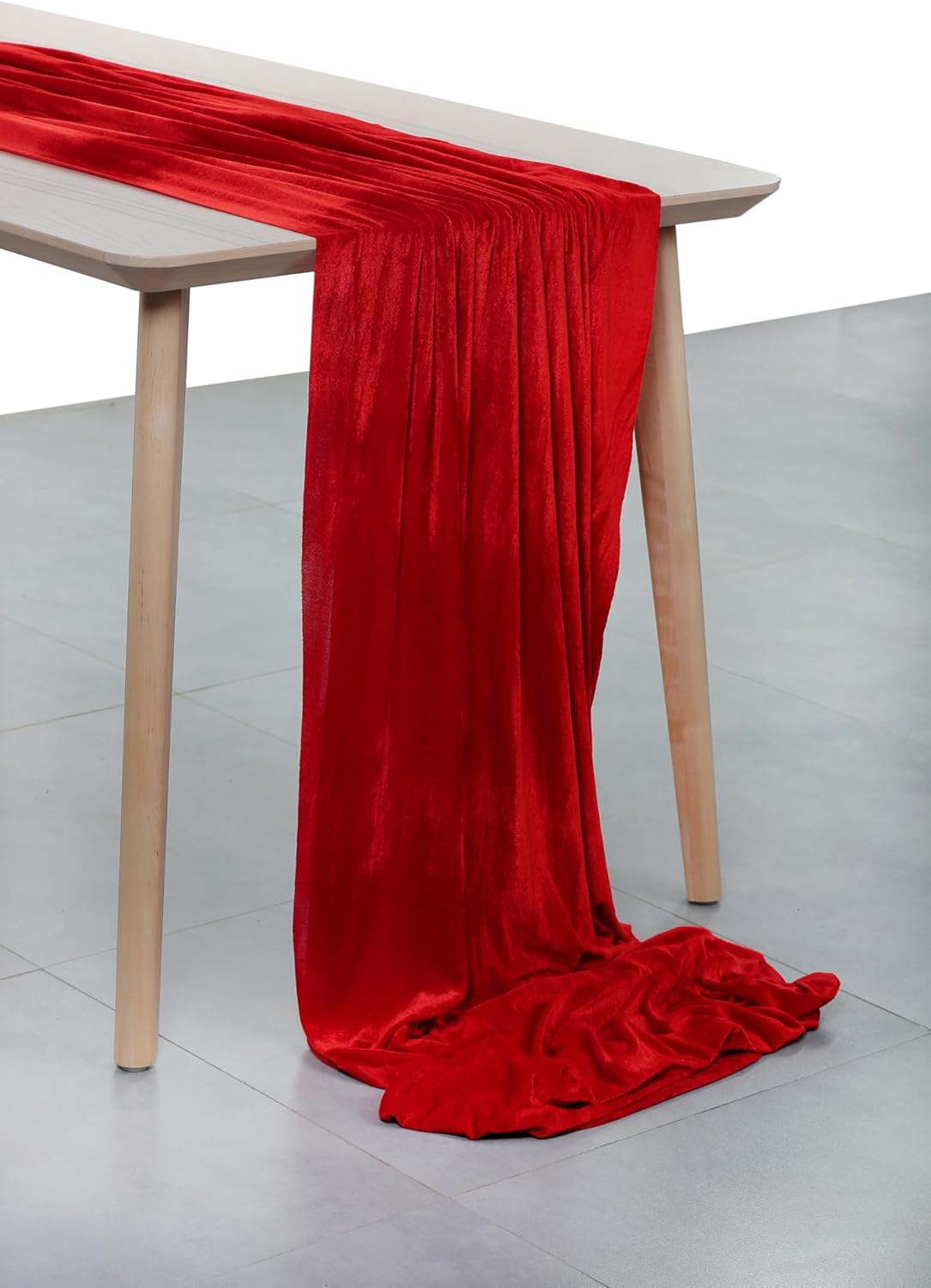 MDS 5 Pack 10ft Velvet Table Runner 29 x120 Inches Long Wedding Runner Romantic Rustic Table Runner for Wedding Decorations, Birthday Parties, Bridal Shower Party Arch Decor – Red