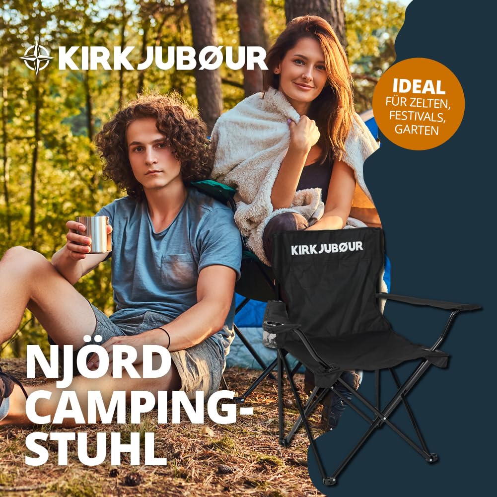 Kirkjubøur® Njörd Camping Chair Outdoor Camping Folding Chair Hiking Folding Chair (Navy