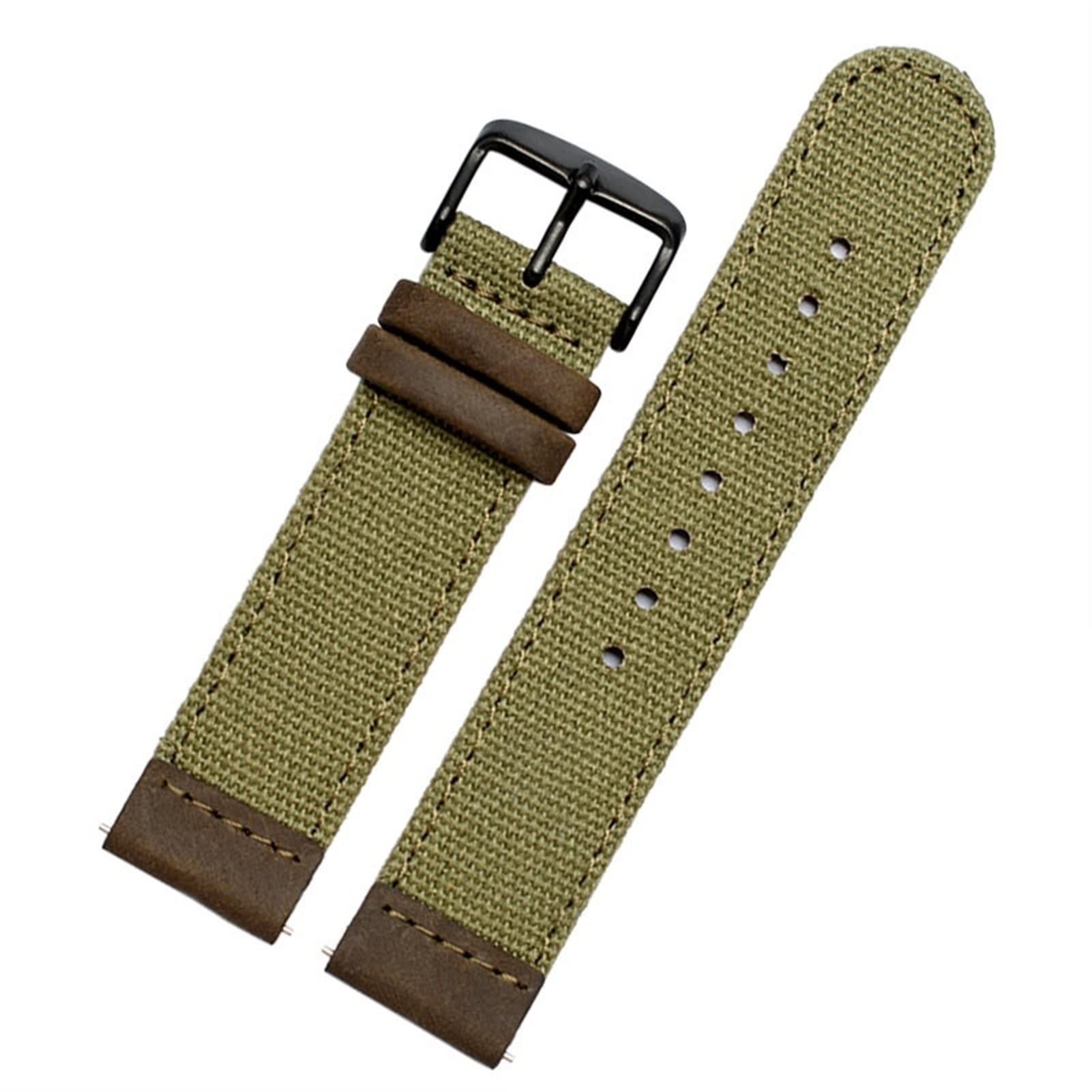 20mm Vera Pelle Verde Militare Nylon Sport Strap Canvas Sgancio Rapido Uomini Del Braccialetto Della Vigilanza Band Per TIMEX TW4B14200|14100|14000