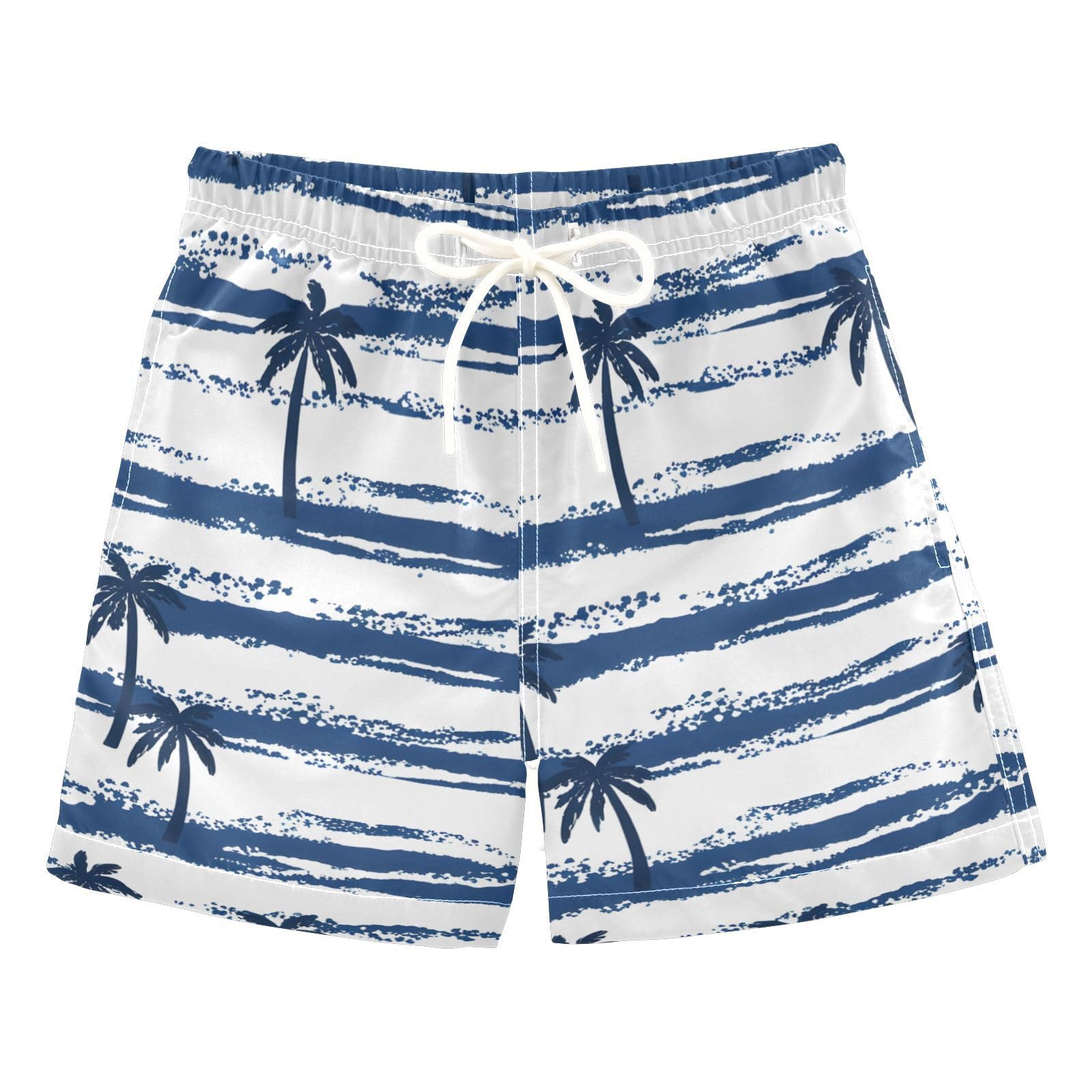 FLildon Hawaiian Palm Trees Little Boys Swim Trunks with Mesh Lining Quick Dry Beach Board Shorts, 3T