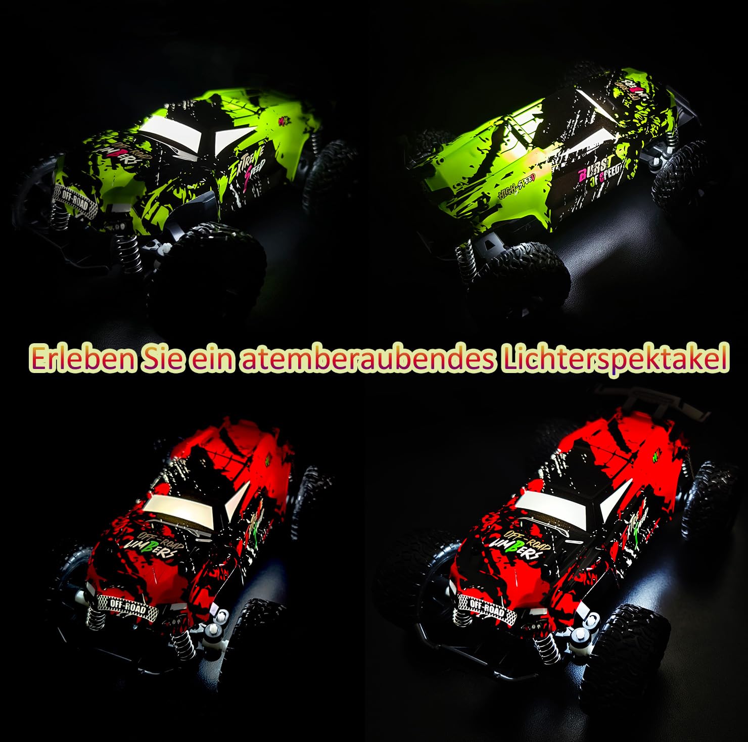 Monstertruck zdalnie sterowany, 1:18, samochód od 3 lat, 25 km/h, zdalnie sterowany monster truck ze światłem karoserii/dwie obudowy, 2,4 GHz Monster Truck zdalnie sterowany od 4, 6, 8 lat, dla dzieci