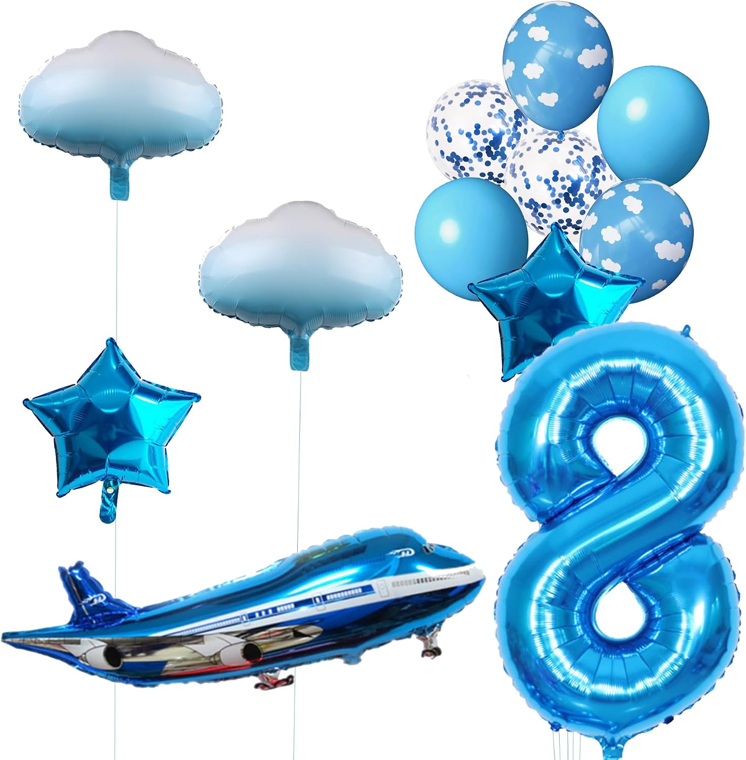 31inch Large Airplane Blue Party Decoration Airplane Balloon Set Birthday Party Supplies (7 Number Airplane) image 5
