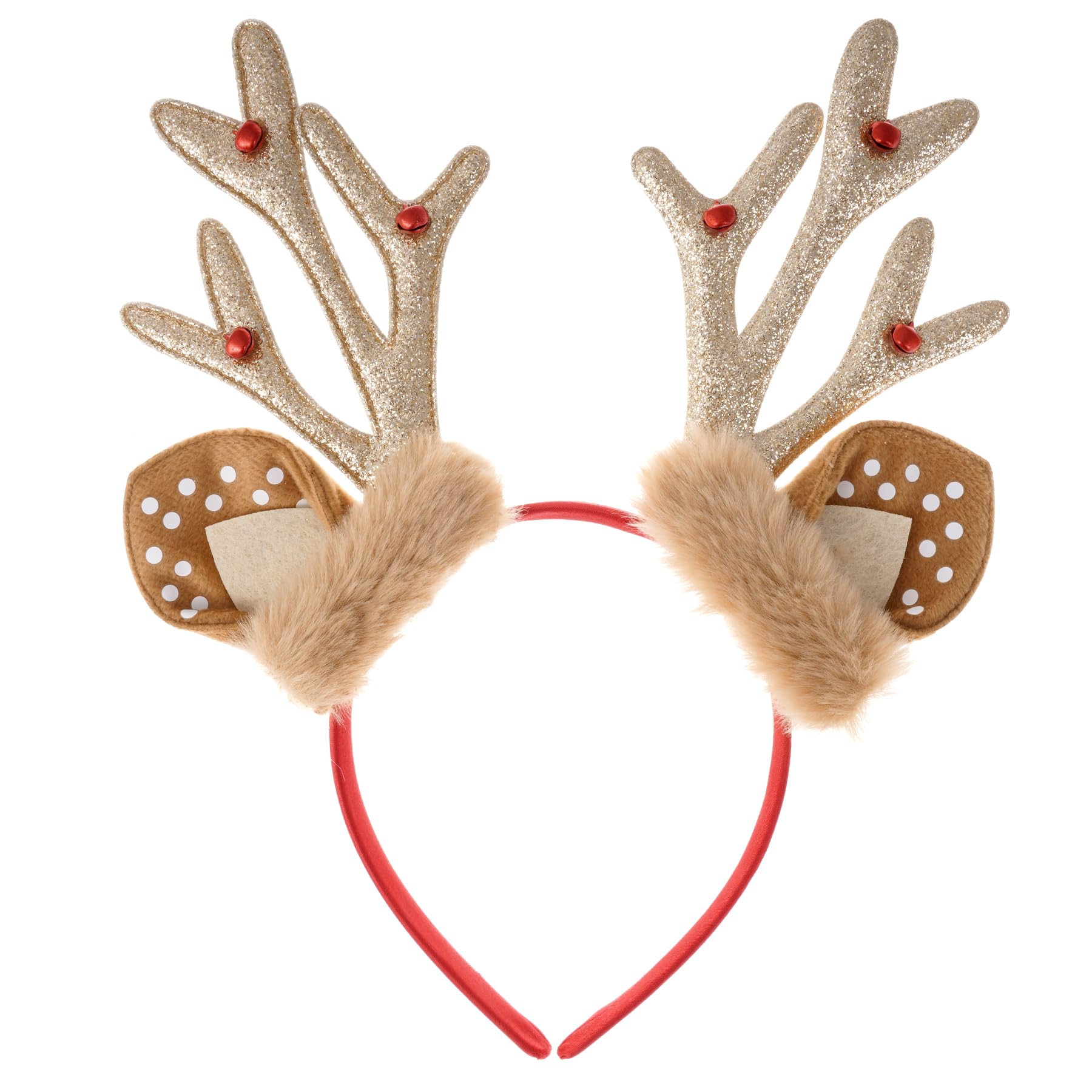 SUMERSHAChristmas Reindeer Antlers Headband Xmas Antlers Headband with Bells Cute Headwear Christmas Party Hair Accessories