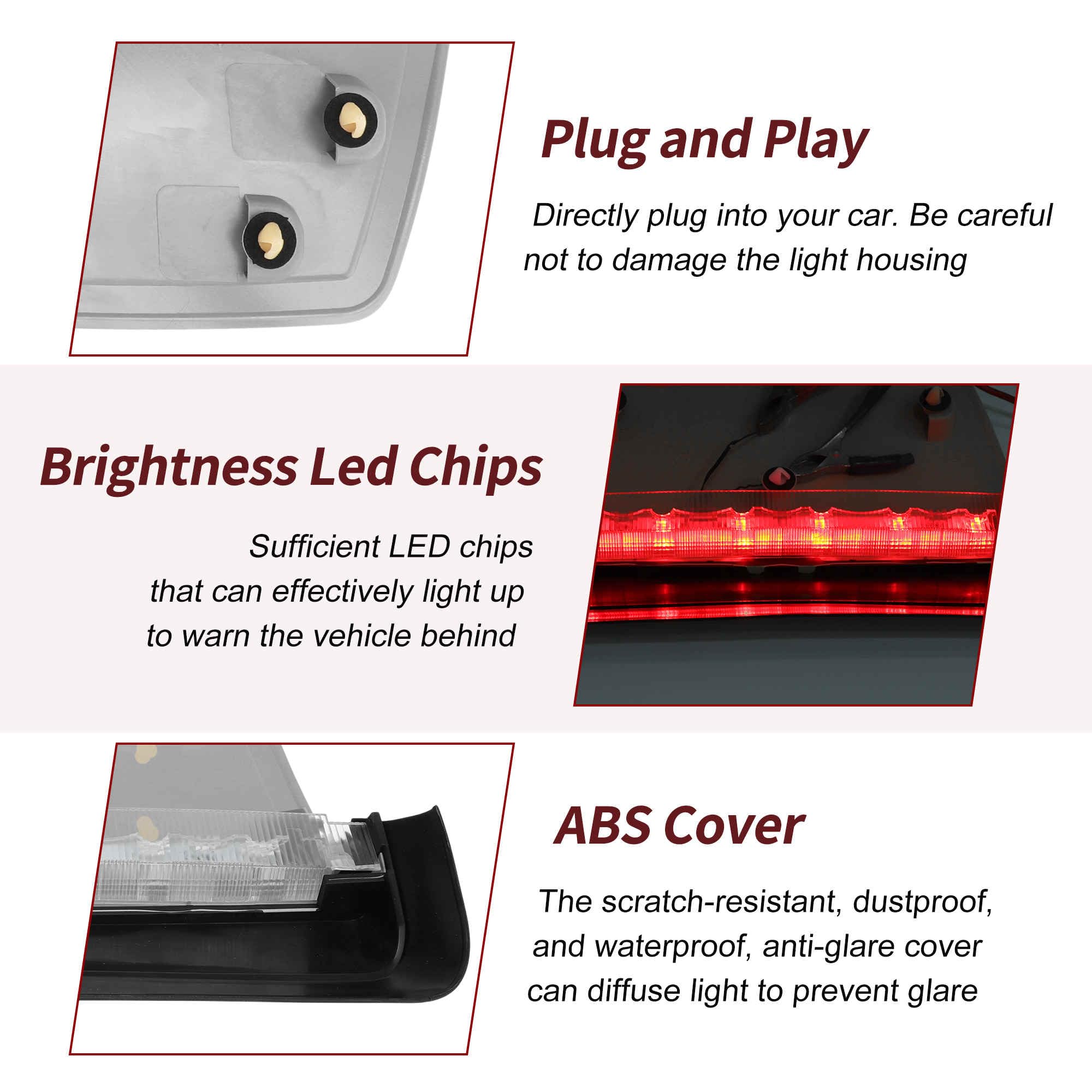 LED Terza Luce Di Stop Per BMW 3 Series F30 328i 2012-2016 7259855 Rosso 3a Luce Di Stop Montata In Alto Per BMW 328i 330i 335i Numero 63257259855 Grigio