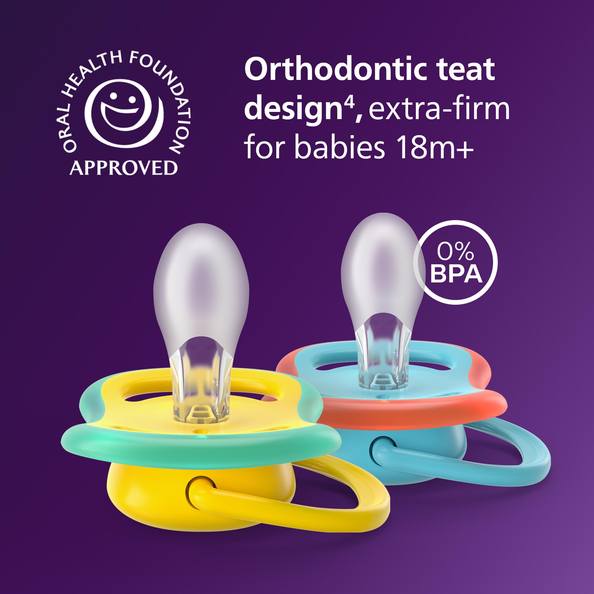 Philips Avent Ultra Air Day & Night Soothers, Orthodontic Design, for Babies 18 Months+, Glow-in-The-Dark Version - Image 3