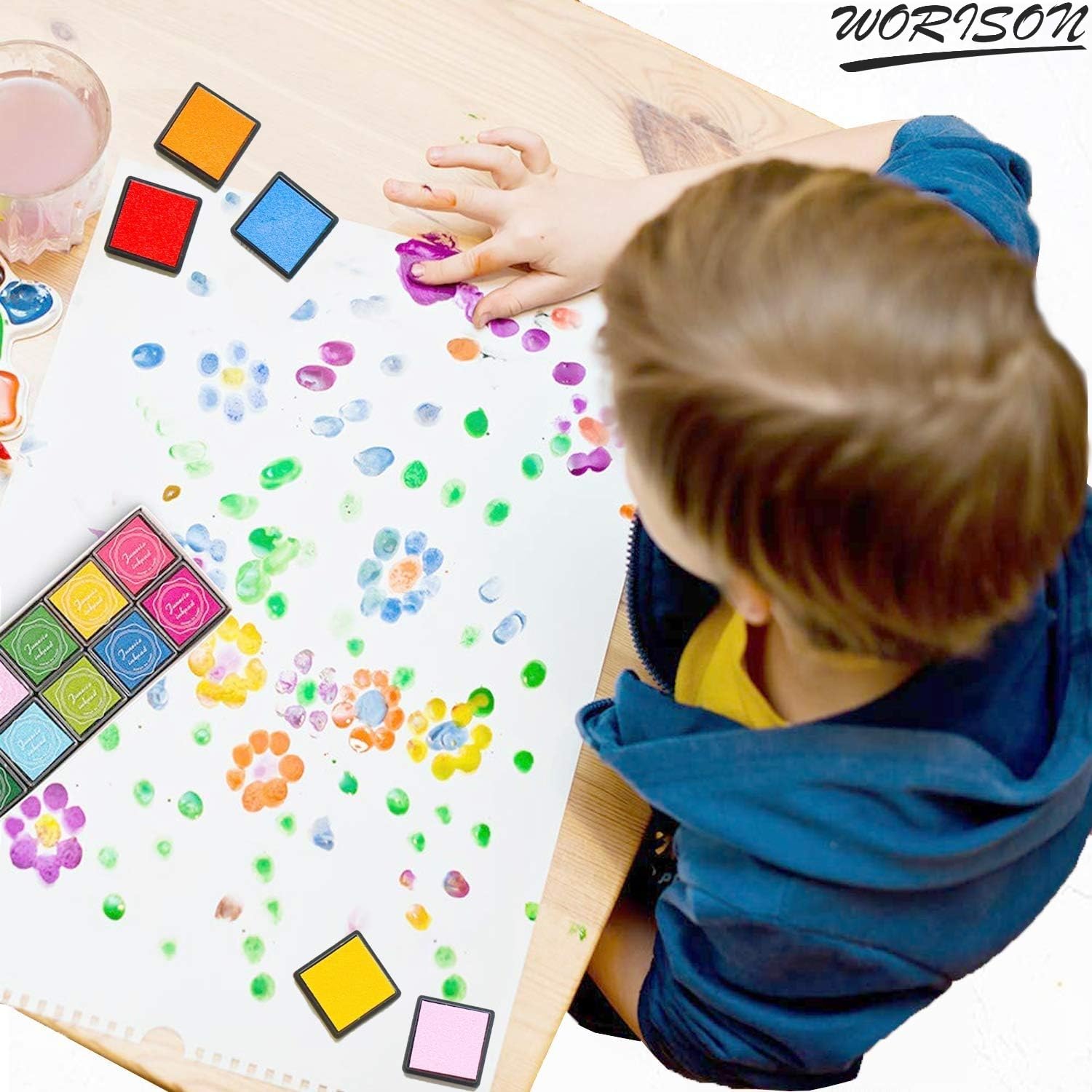 worison 20 Multicolor Ink pad for Finger Painting, Craft Stamps, DIY Craft, Scrapbooking and Much More 2