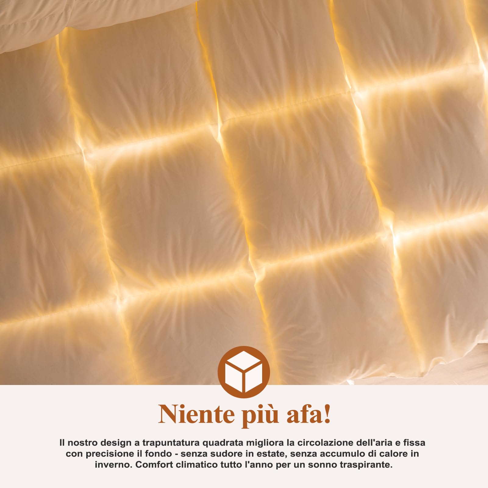 Piumino Una piazza e mezza 200 × 200 cm, 100% Puro Piumino e Piuma 4 Stagioni, Miscela di Cotone Egiziano Extra Morbido, Certificati Oeko-Tex e RDS