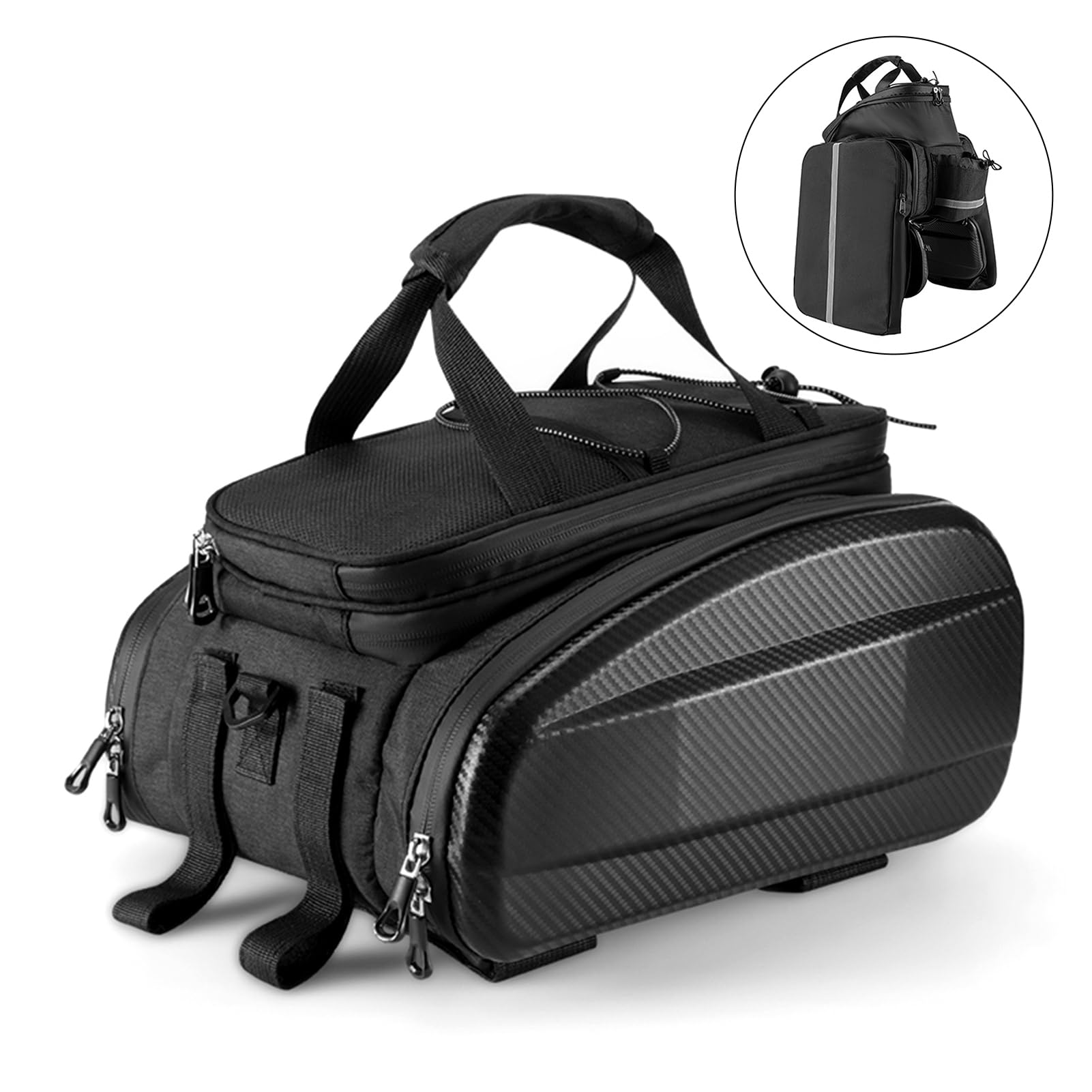 Borsa da bici per portapacchi posteriore Borsa da sella per bicicletta per mountain bike e viaggi - Portaoggetti per ciclismo di grande capacità non espandibile da 11 litri con (Nero 31L