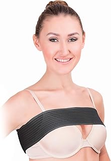 Post Surgical Breast Implant Stabilizer and Compression Band, Breast Support Band, Chest Belt, Adjustable Extra Sport Bra Strap, One Size Fits All (Black)