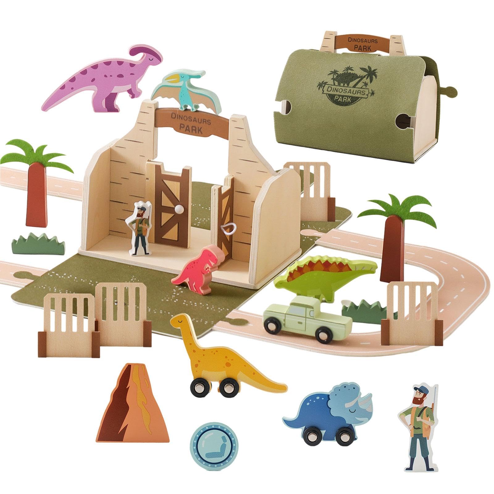 Juego de Juguetes de Dinosaurios de Madera, Ideal para Niños Y Bebés.